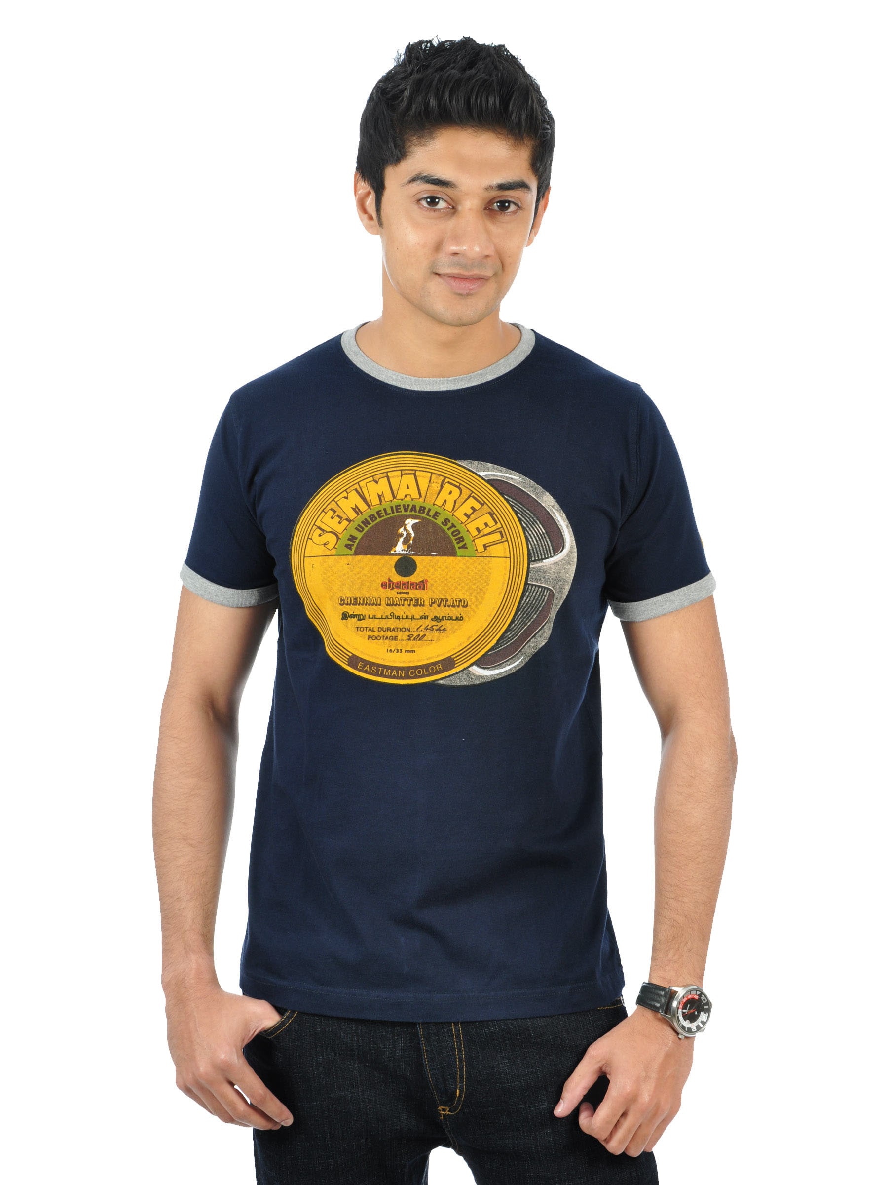 Basics Men Navy T-shirt