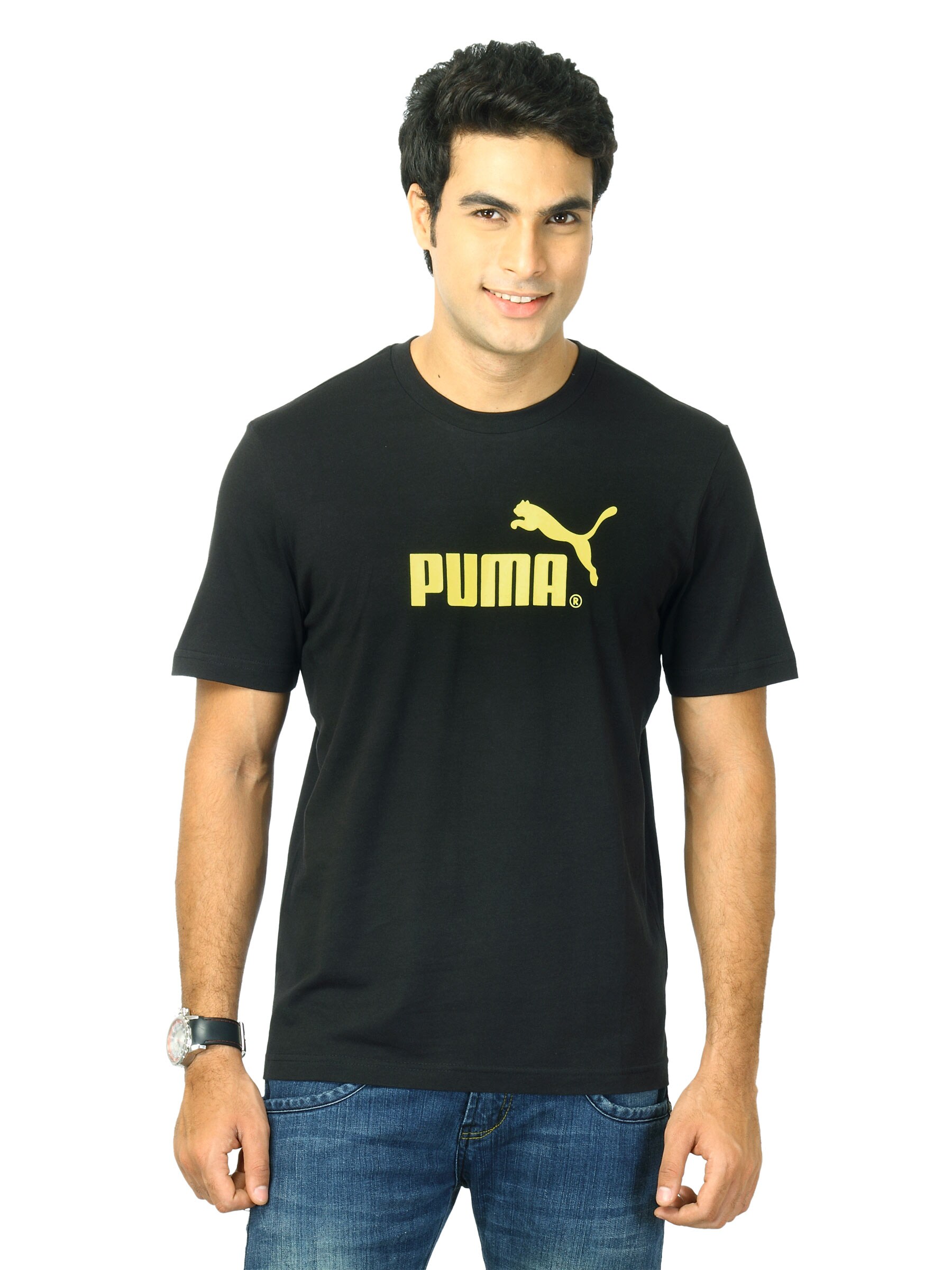 Puma Men Large logo tee Black Tshirts