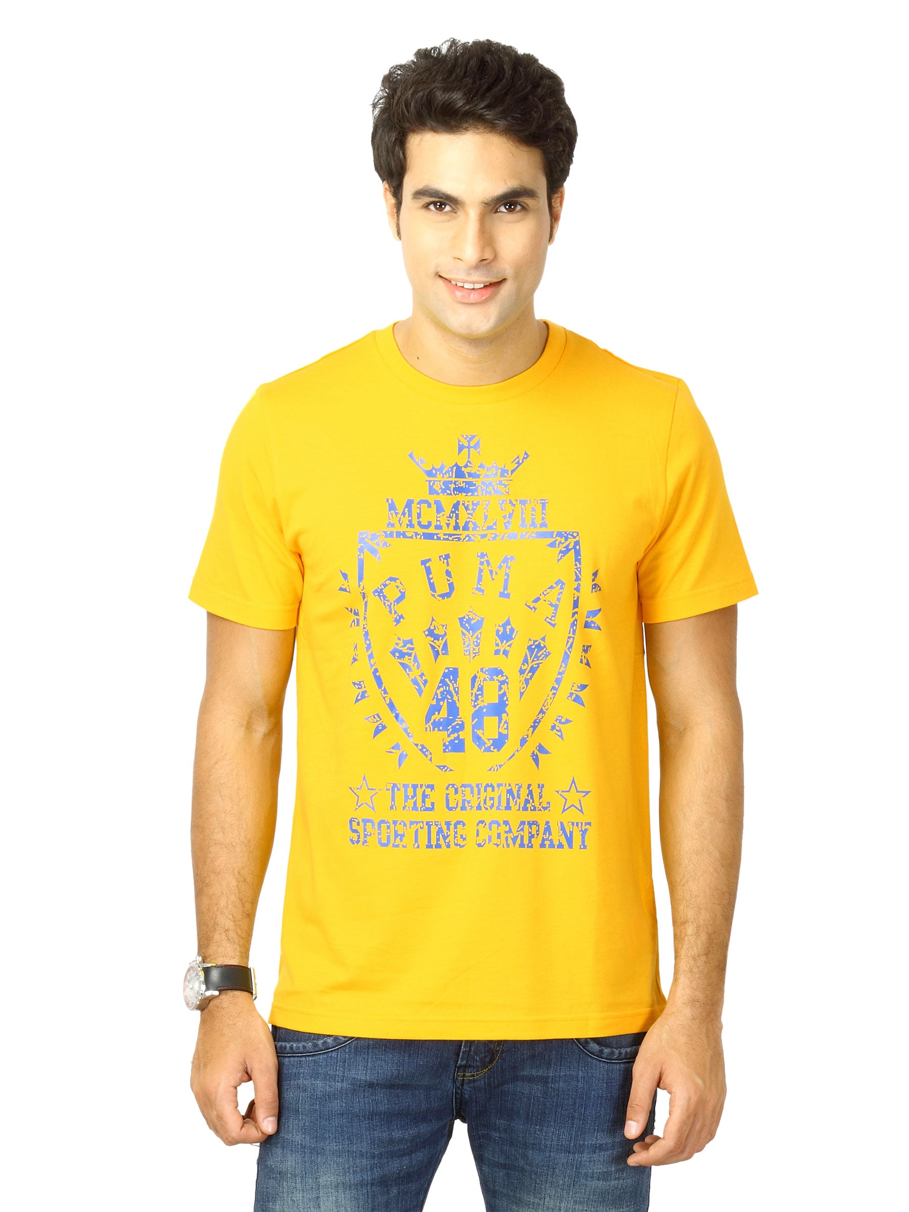 Puma Men puma shield tee Yellow Tshirts