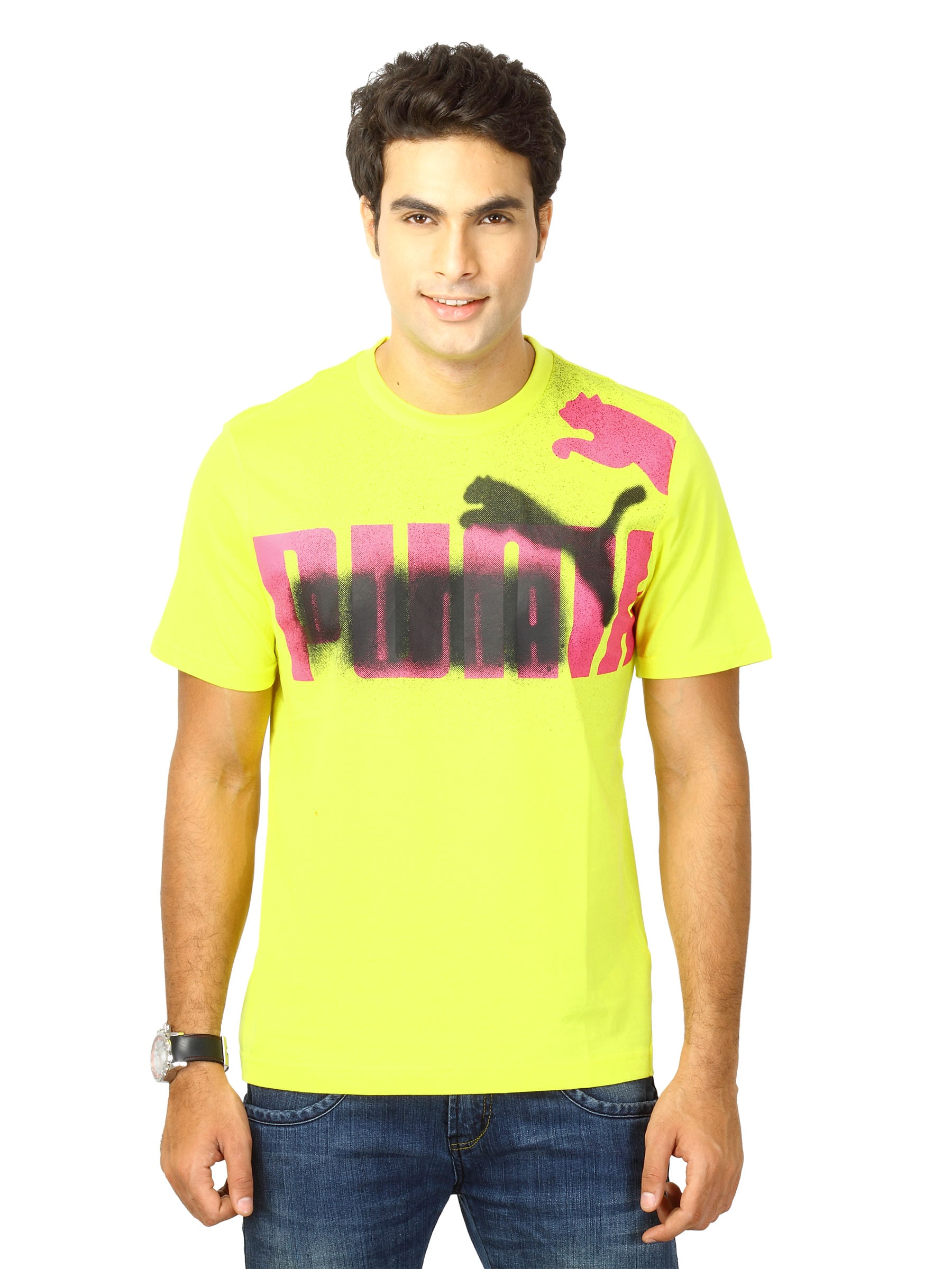 Puma Men punk logo tee Yellow Tshirts