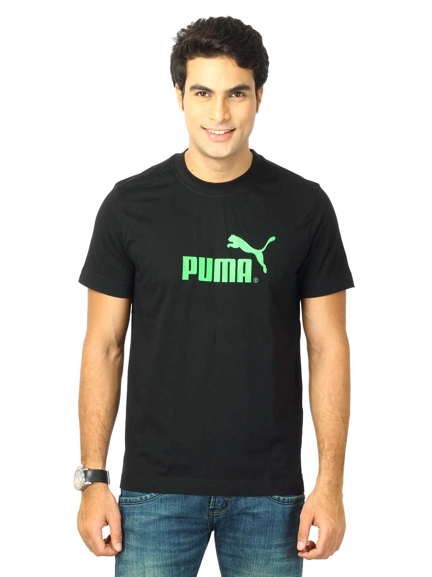 Puma Men Large logo tee Black Tshirts