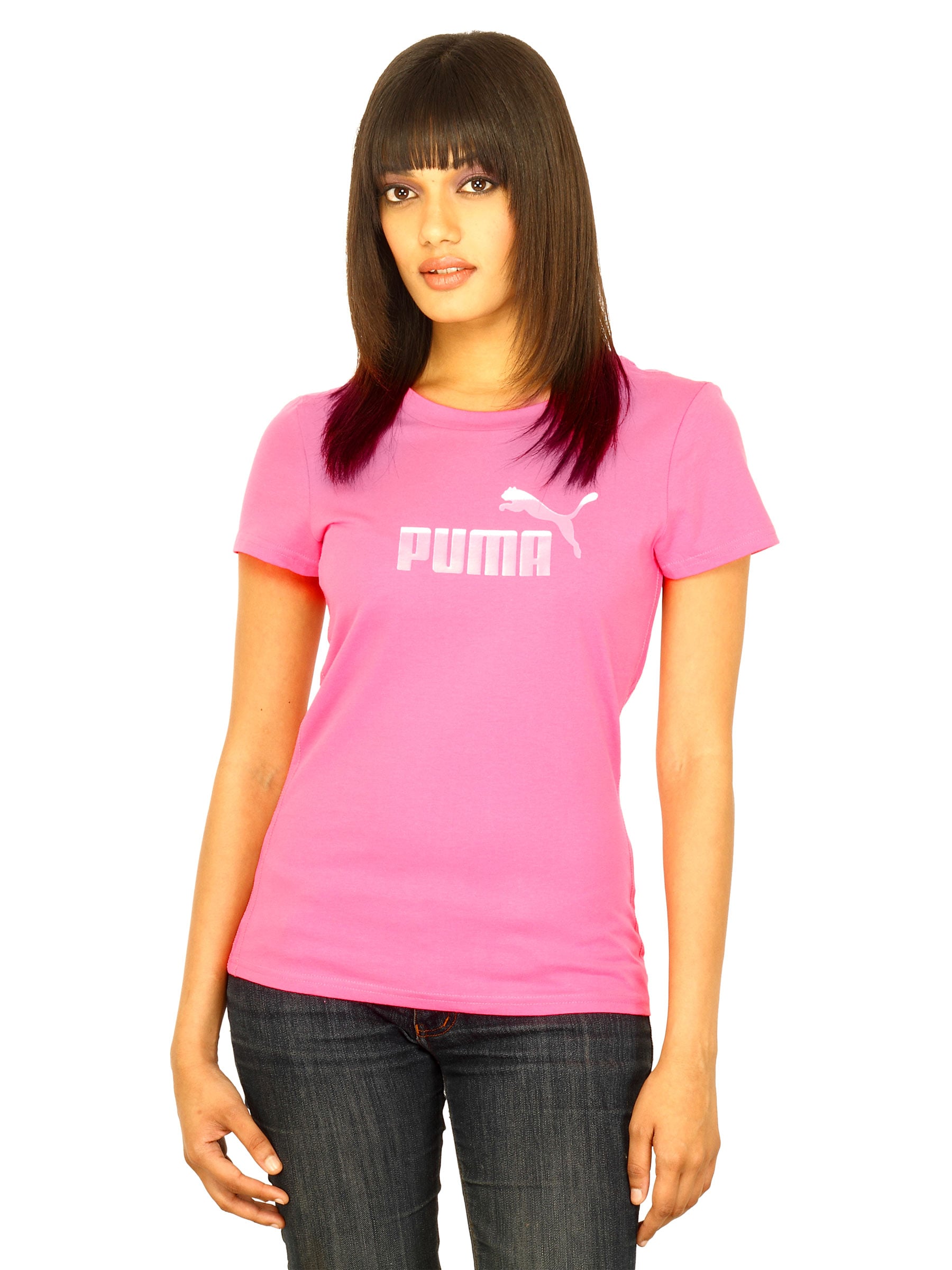 Puma Women Large logo tee Pink Tshirts
