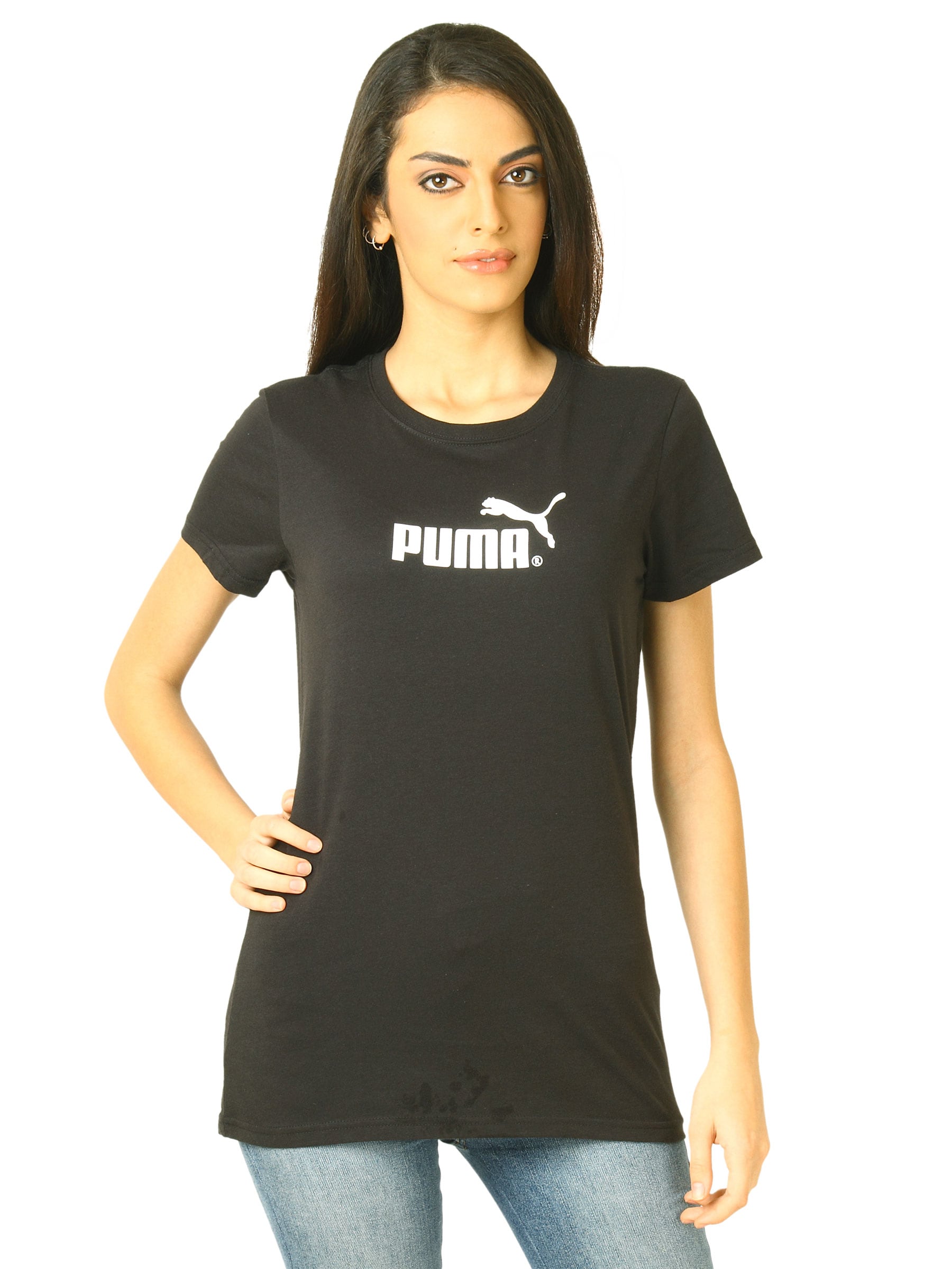 Puma Women Heather USP Black Tshirts