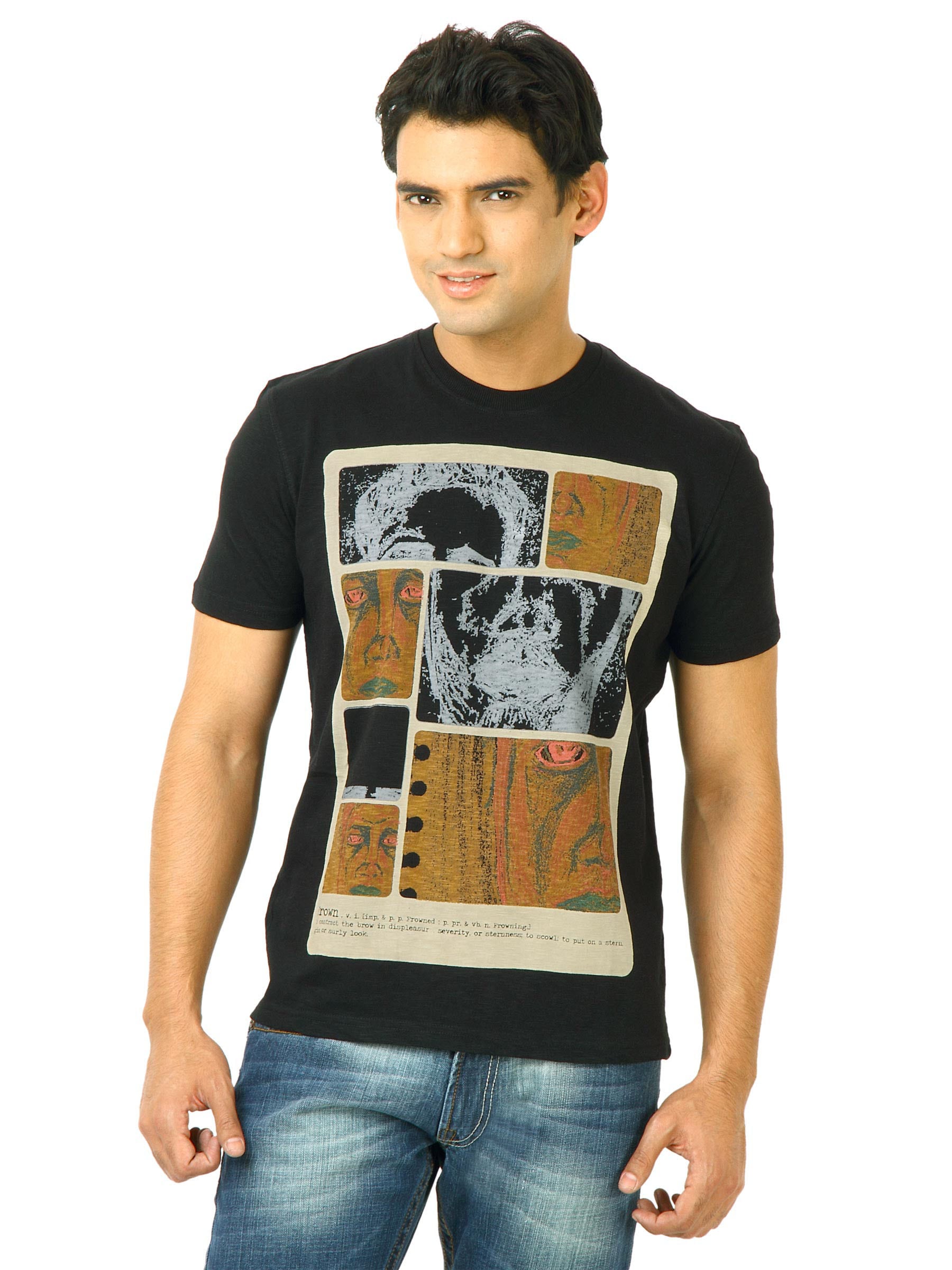 United Colors of Benetton Men Graphic Printed Black Tshirts