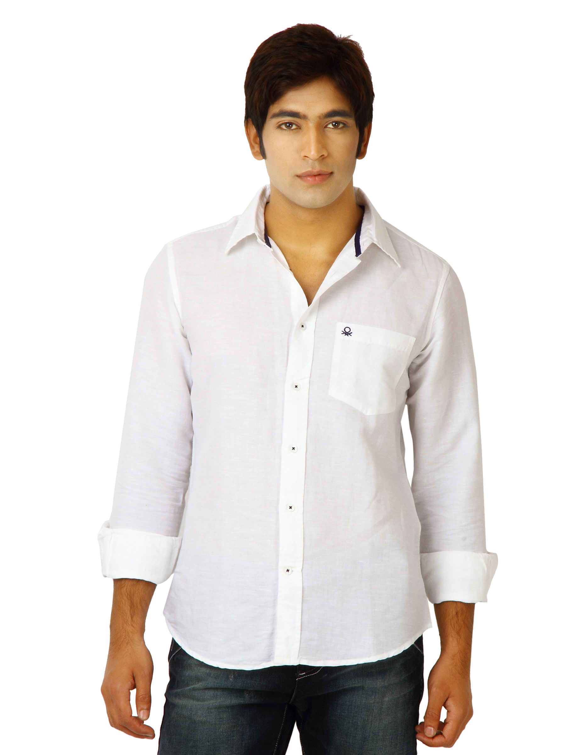 United Colors of Benetton Men Solid White Shirts