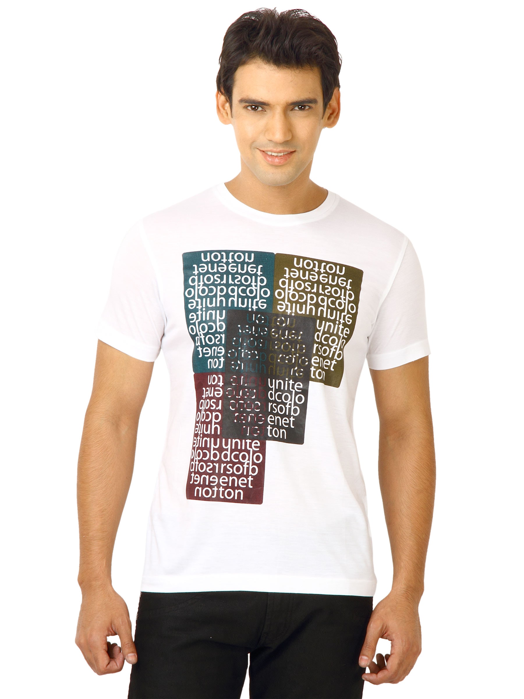 United Colors of Benetton Men Printed White Tshirts