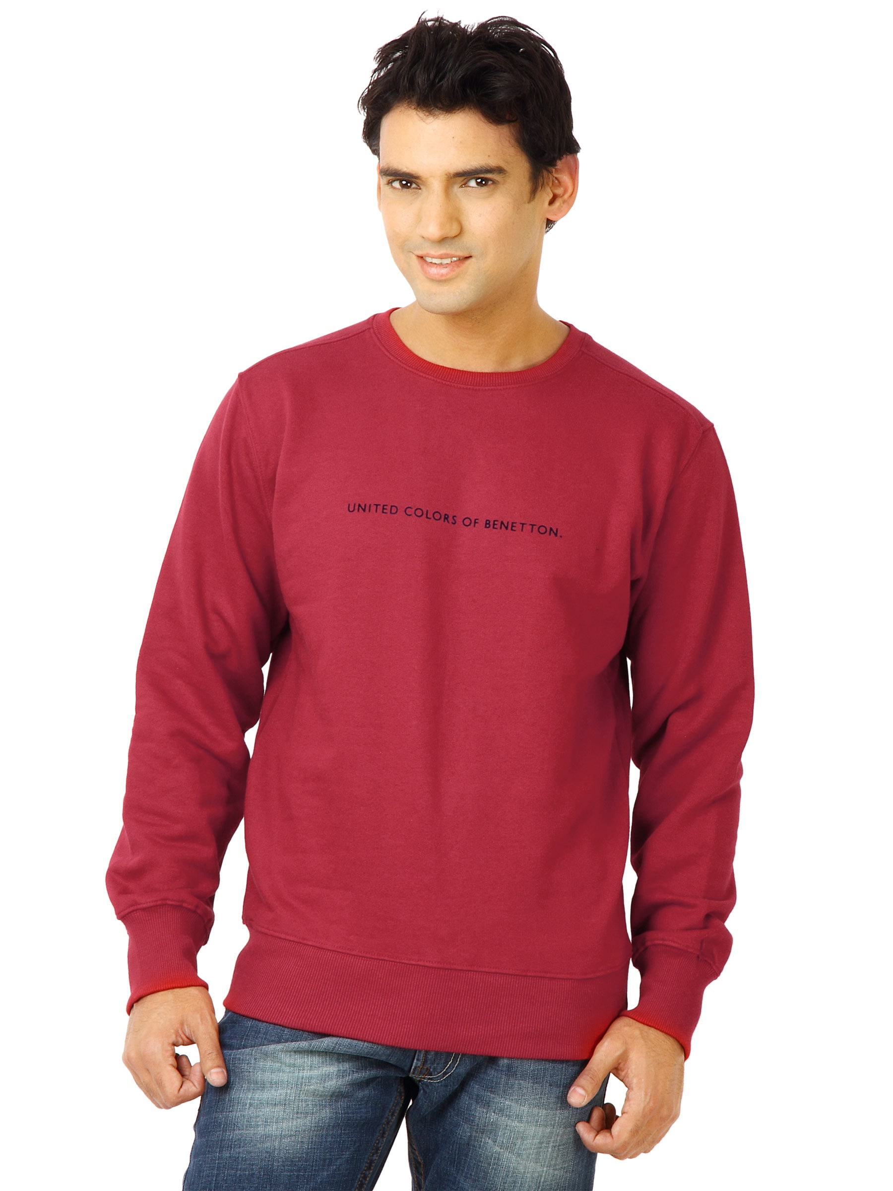 United Colors of Benetton Men Solid Magenta T-shirt