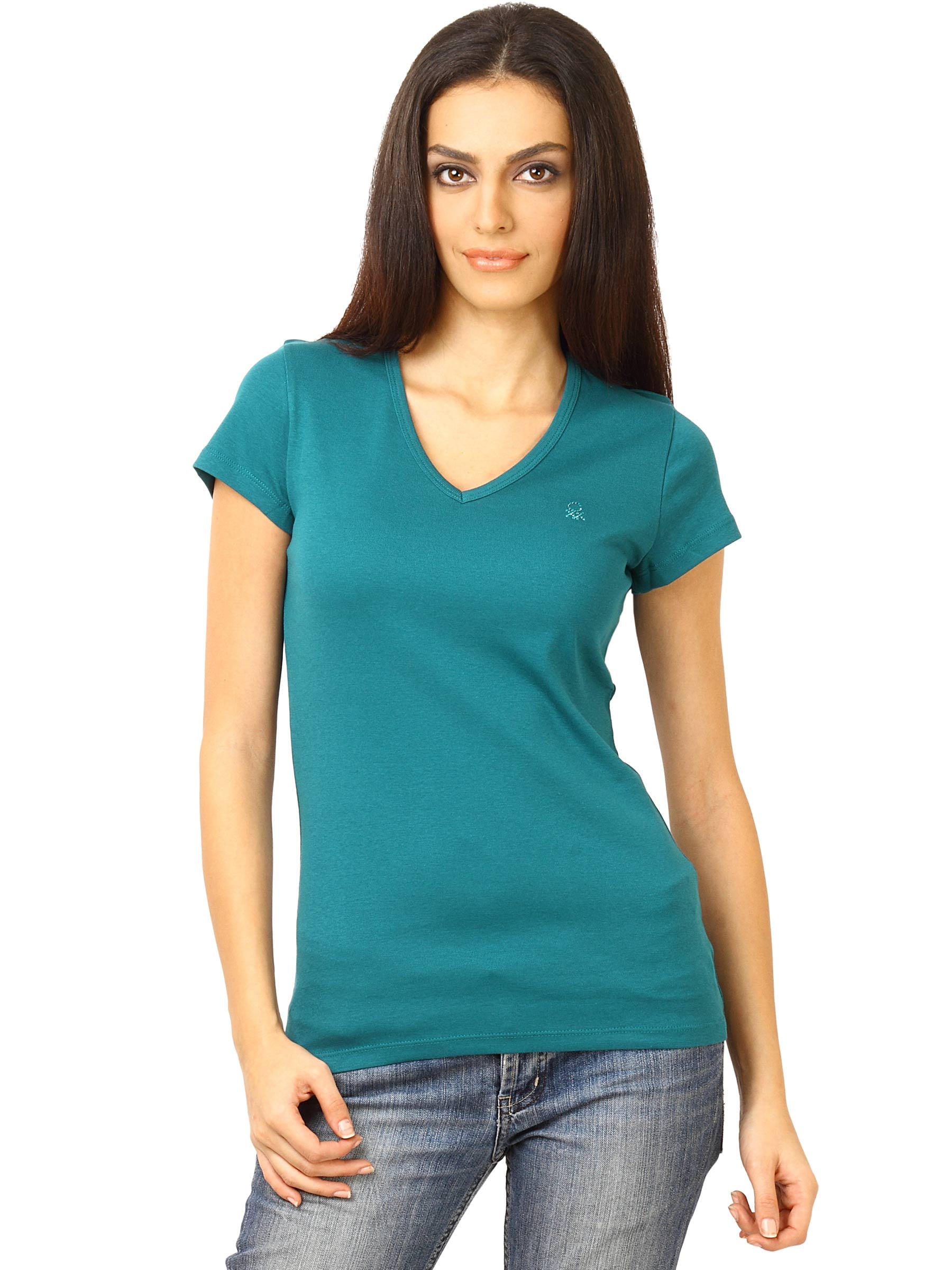 United Colors of Benetton Women Solid Green T-shirt