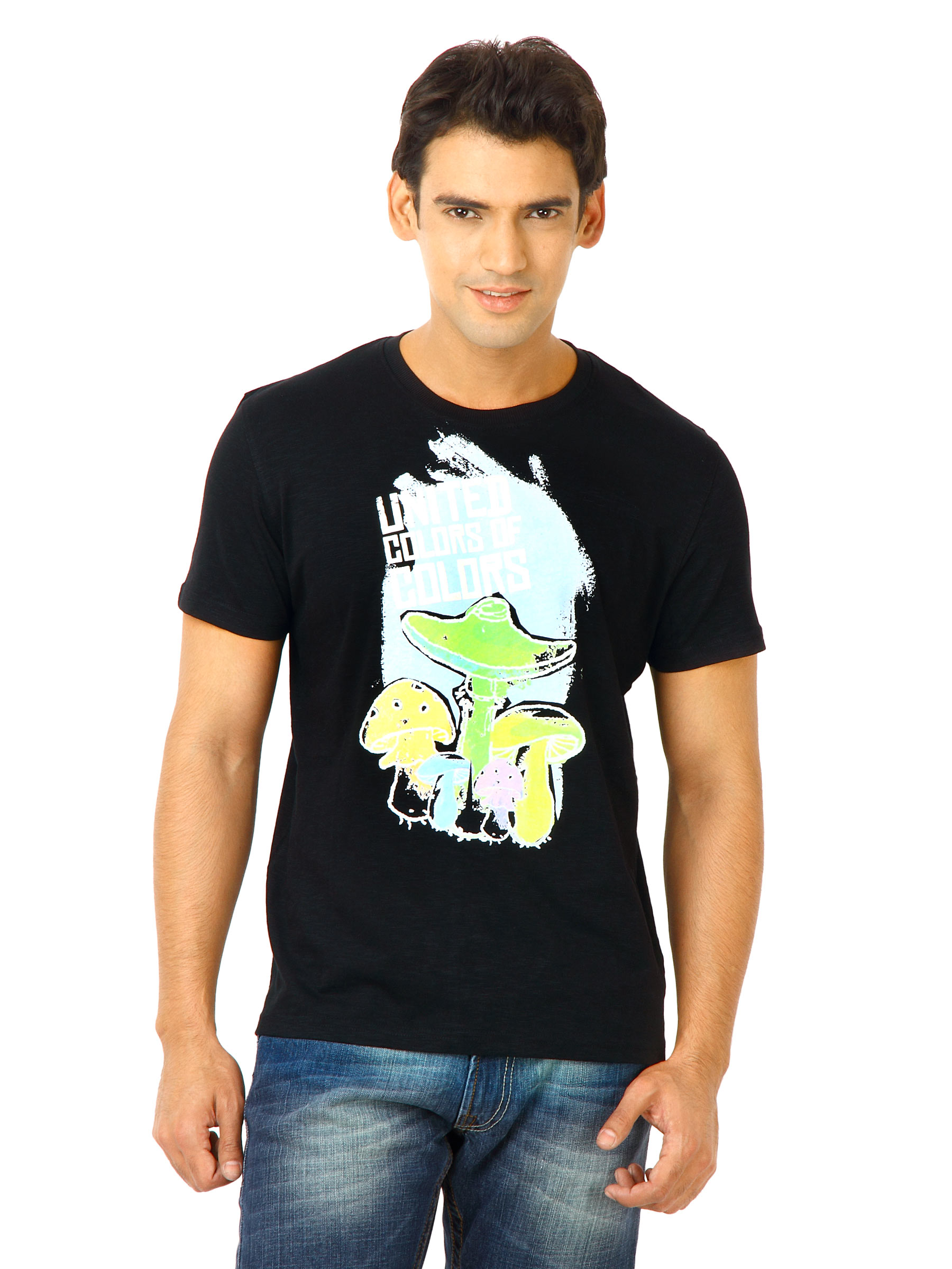 United Colors of Benetton Men Printed Black Tshirts