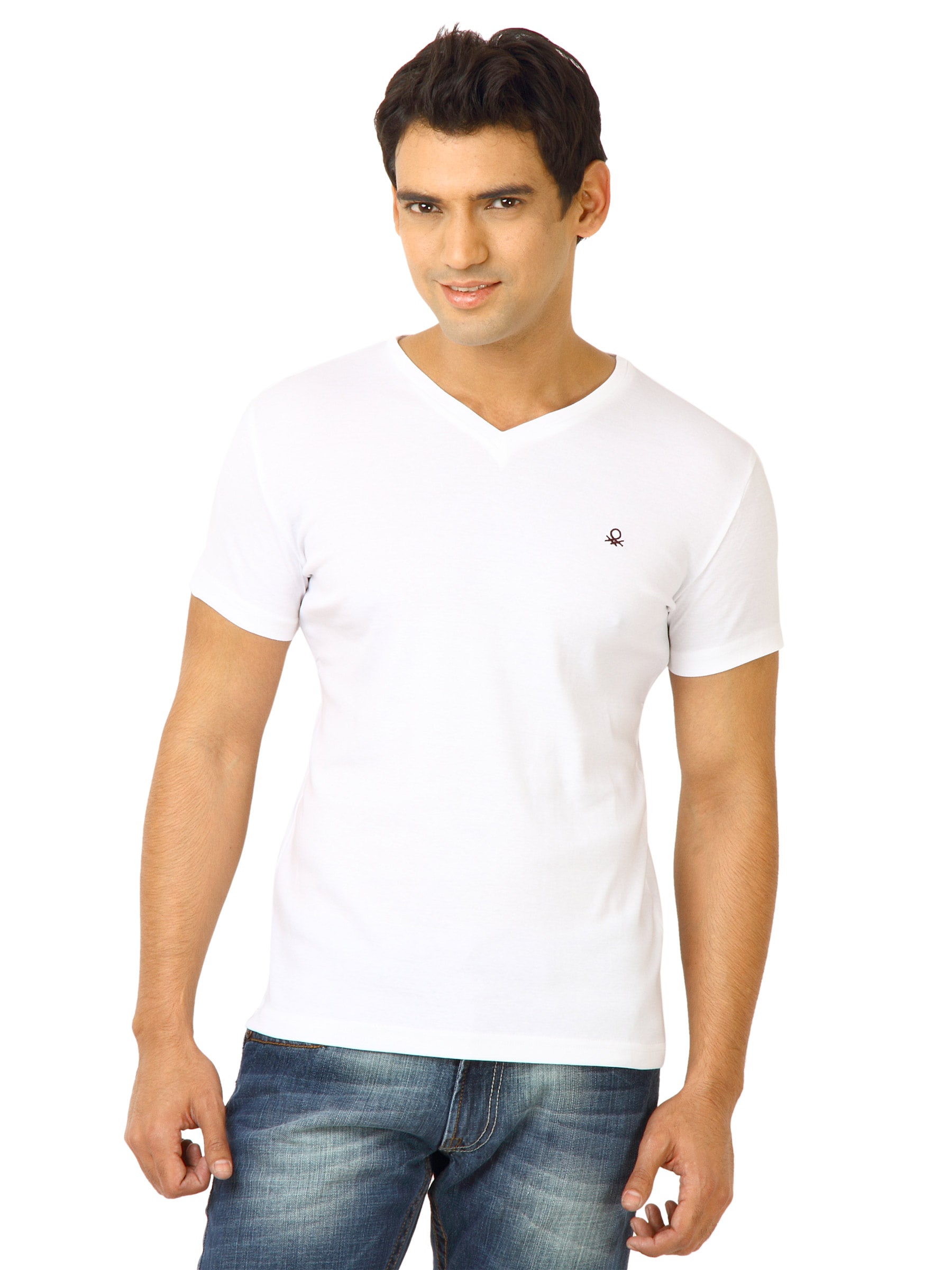 United Colors of Benetton Men Solid White Tshirts