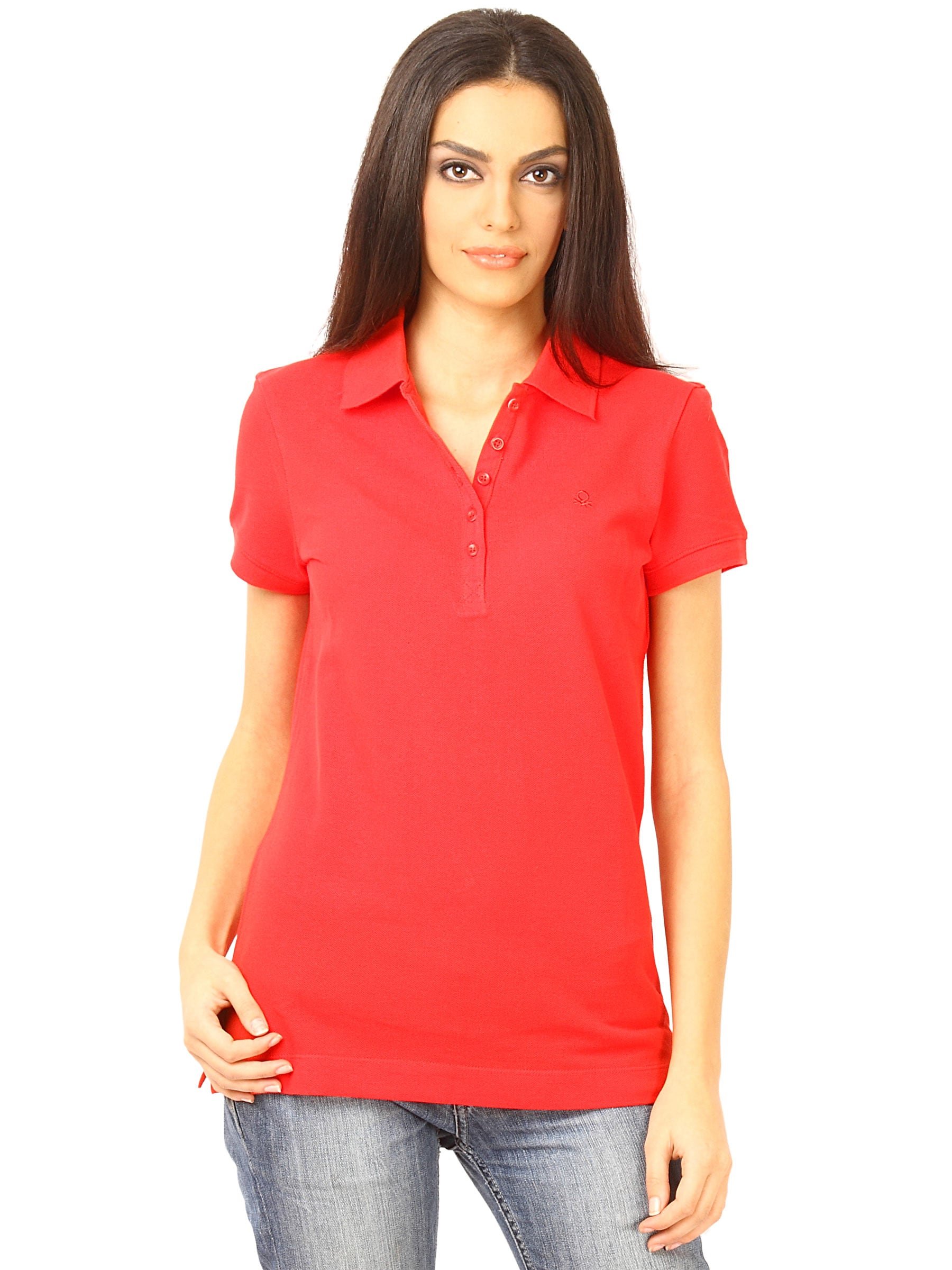 United Colors of Benetton Women Red Polo T-shirt