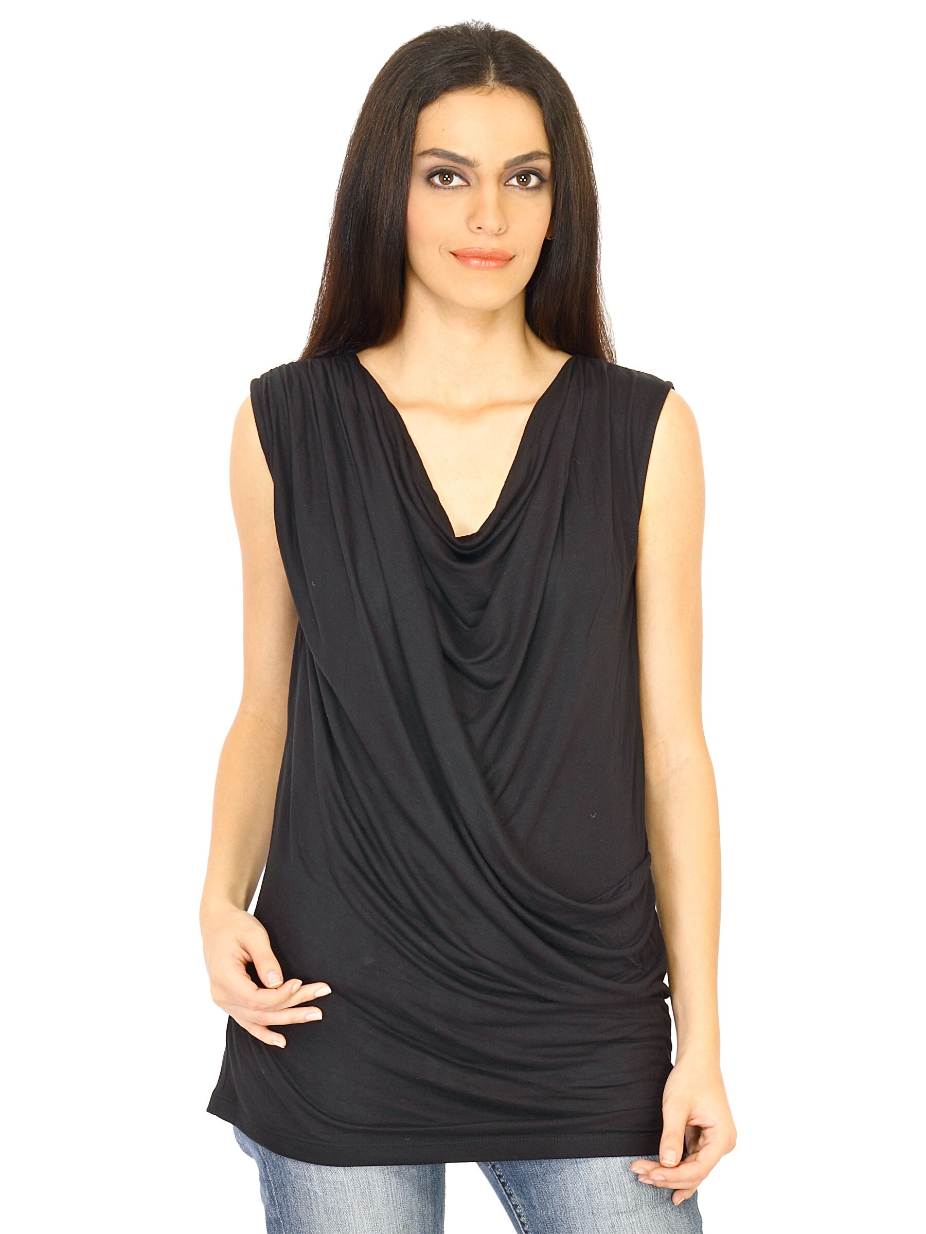 United Colors of Benetton Women Solid Black Tops