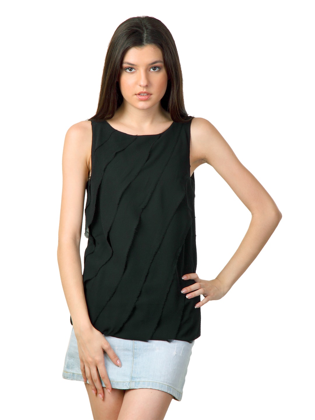 United Colors of Benetton Women Solid Black Top