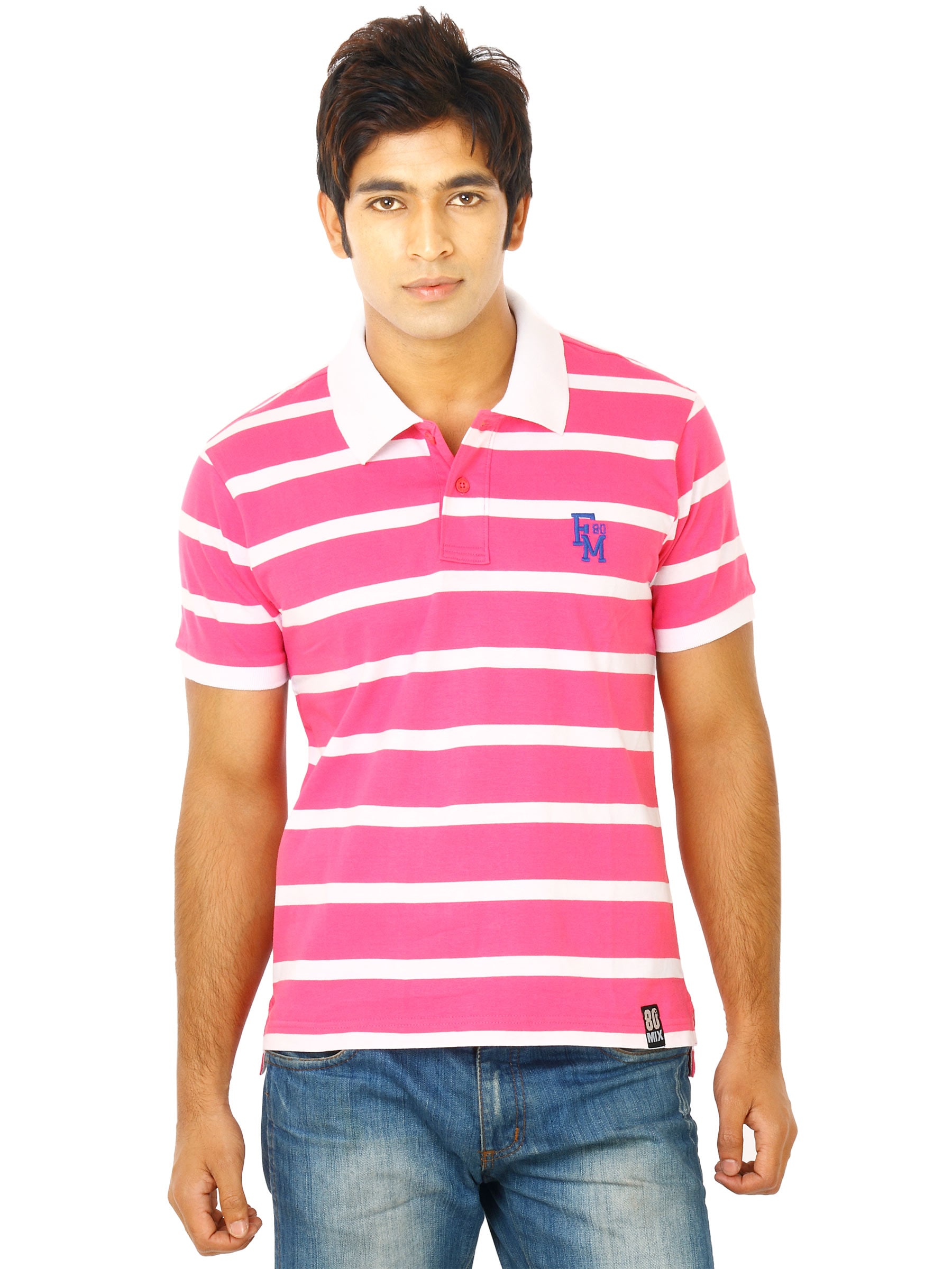 Flying Machine Men Pink Polo Tshirts