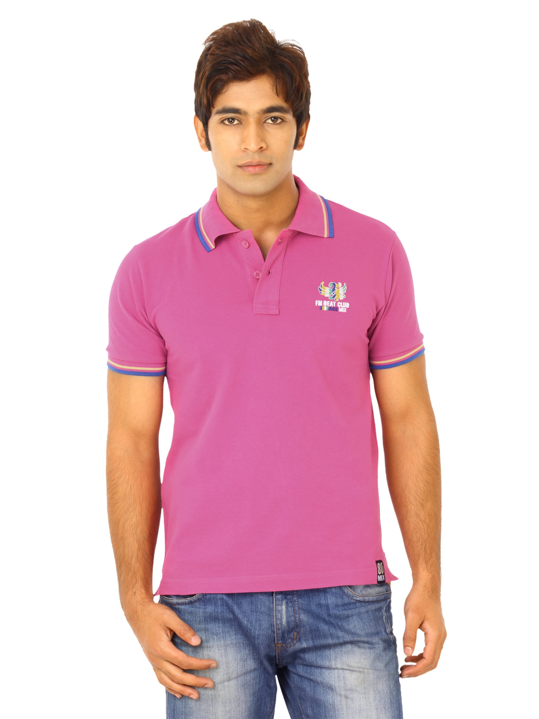 Flying Machine Men Pink Polo Tshirts