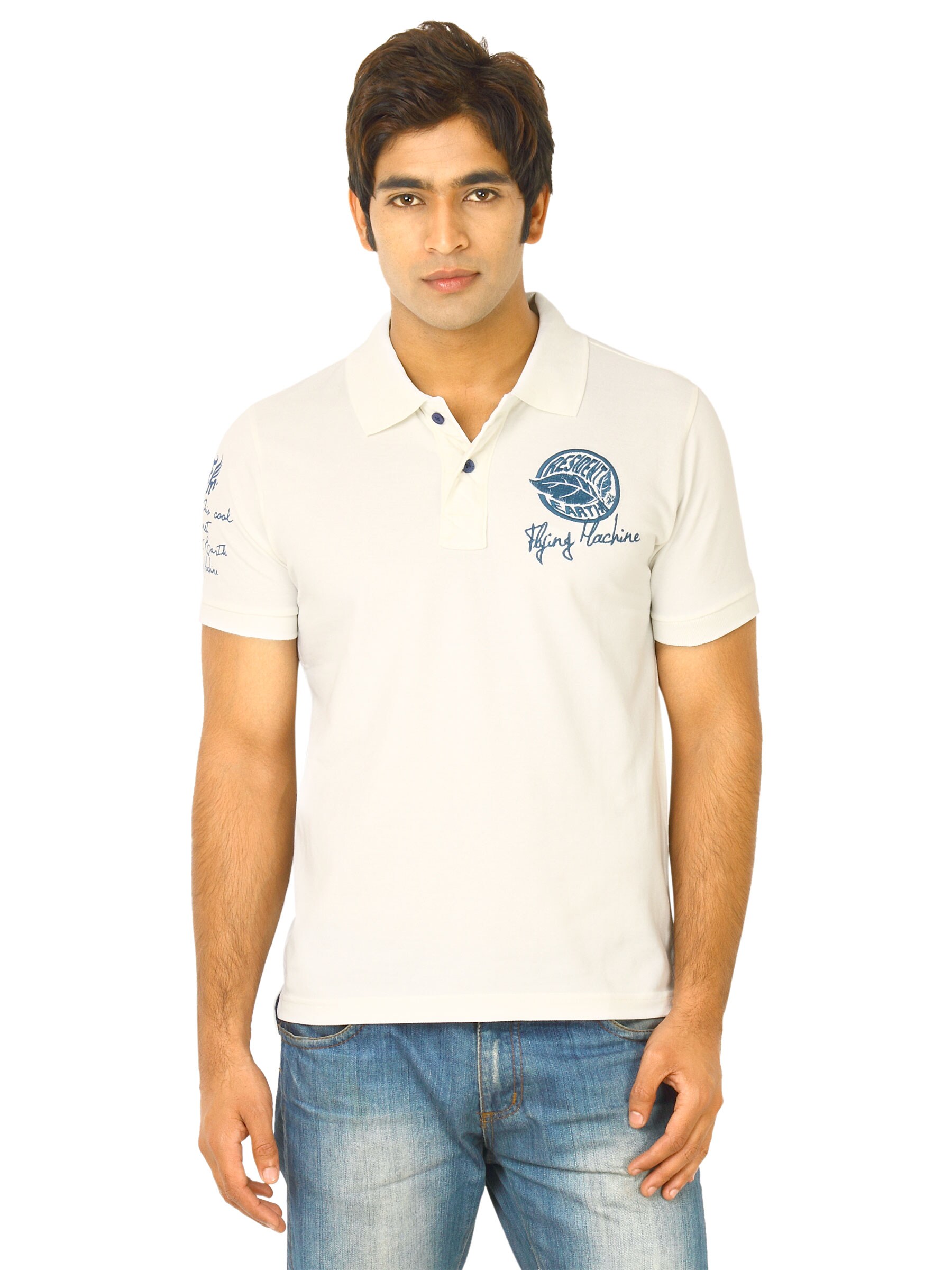 Flying Machine Men White Polo Tshirts