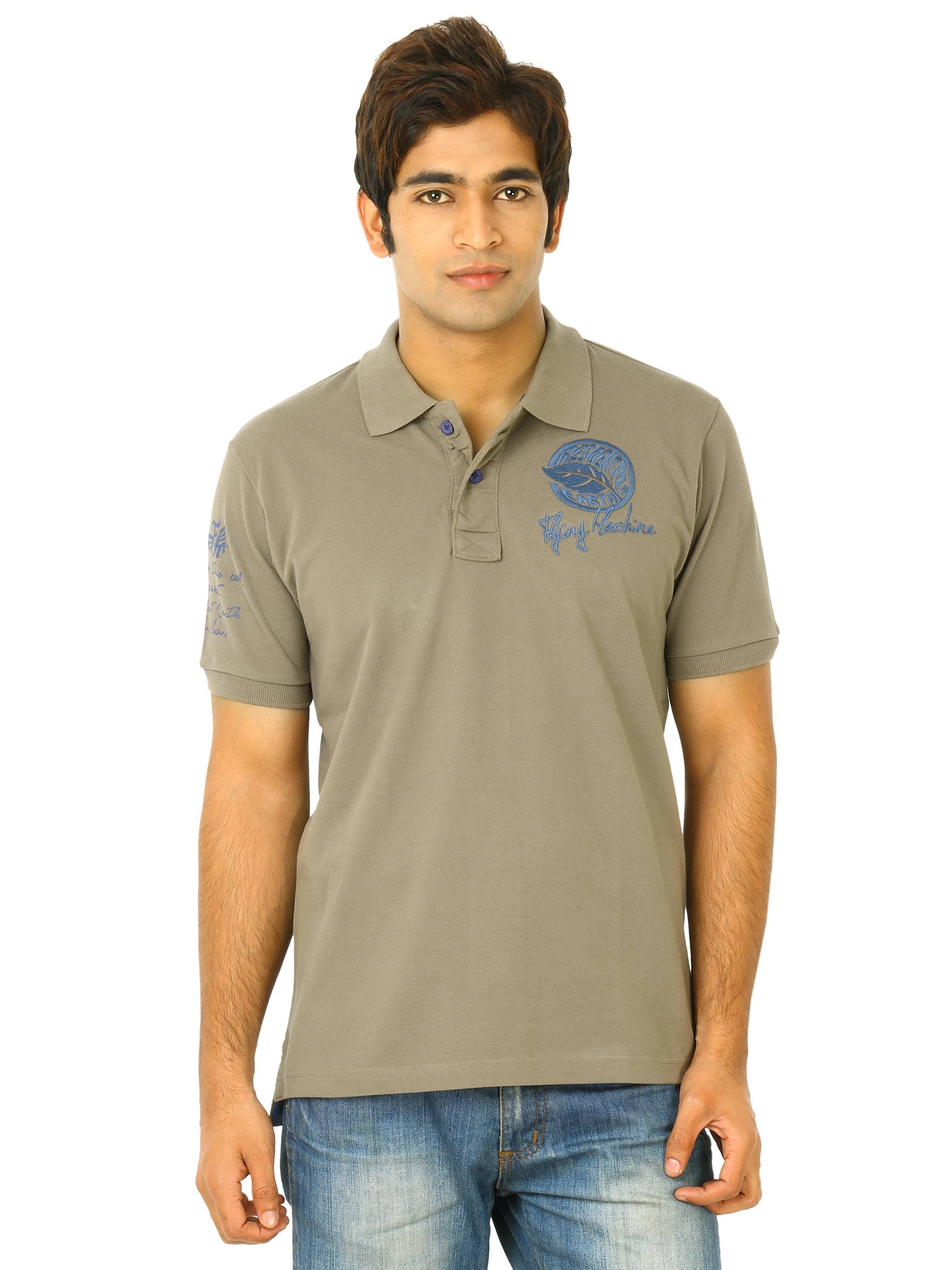 Flying Machine Men Grey Polo Tshirts