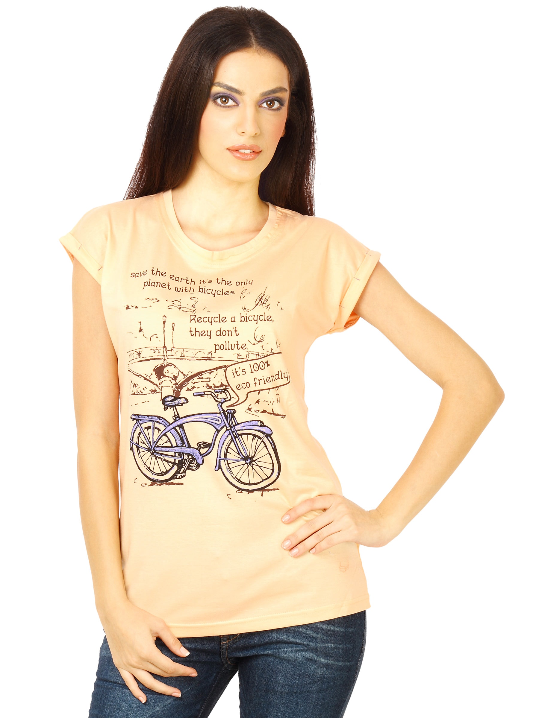 Flying Machine Women RN HS Yellow Tshirts