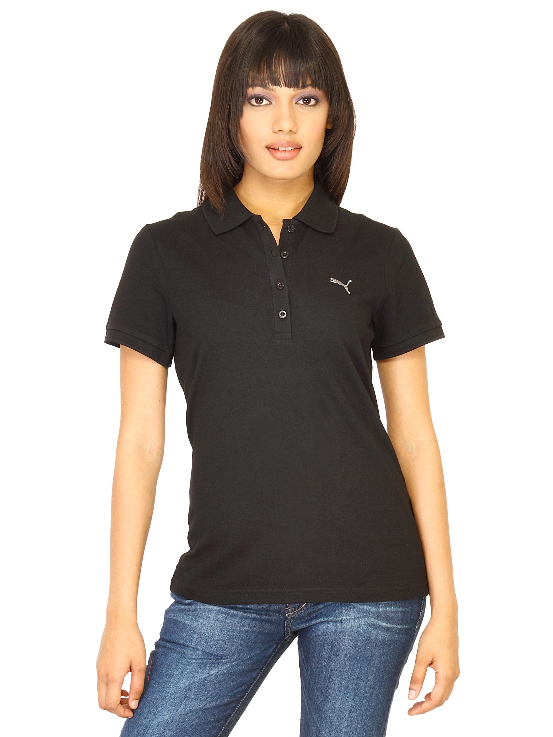 Puma Women's Ess Black Polo Tshirts