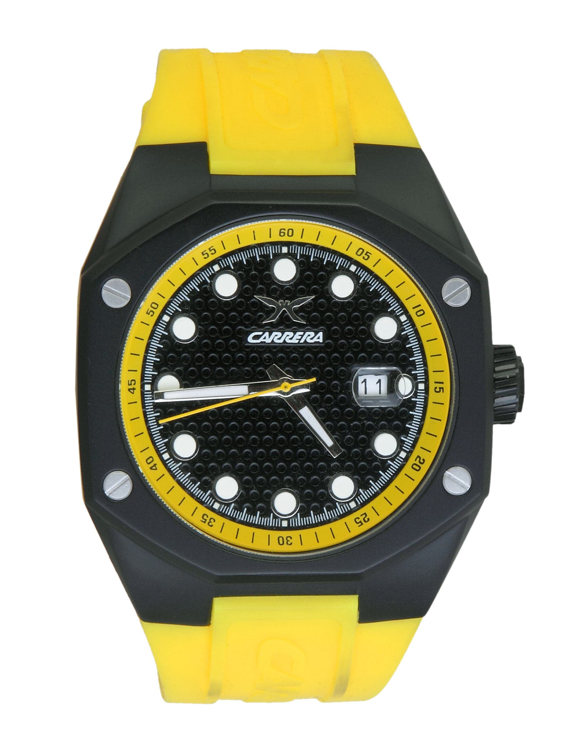 Carrera Men Sporty Rubber Strap Yellow Watch