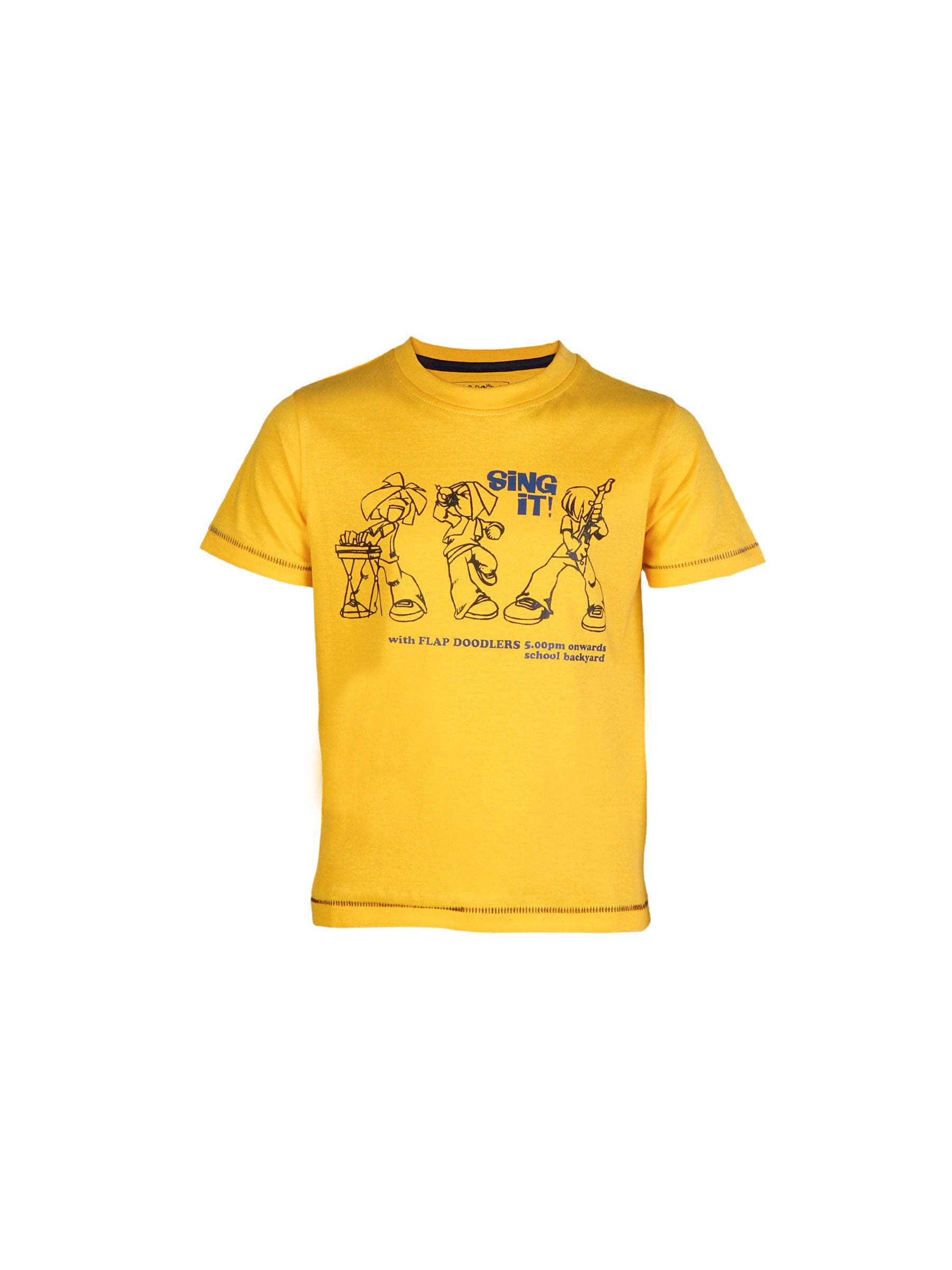 Doodle Boy Rockstar-sing it Yellow Tshirts