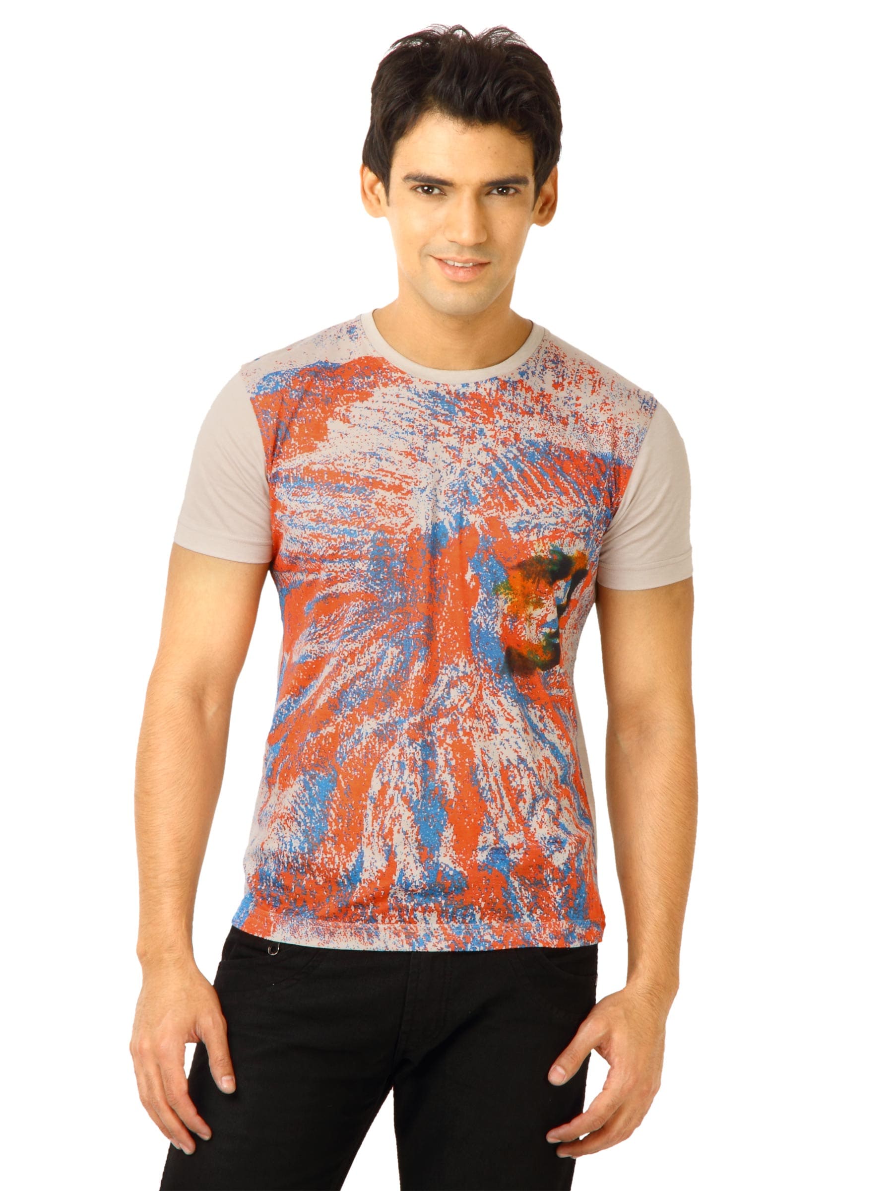 United Colors of Benetton Men Printed Tan T-shirt