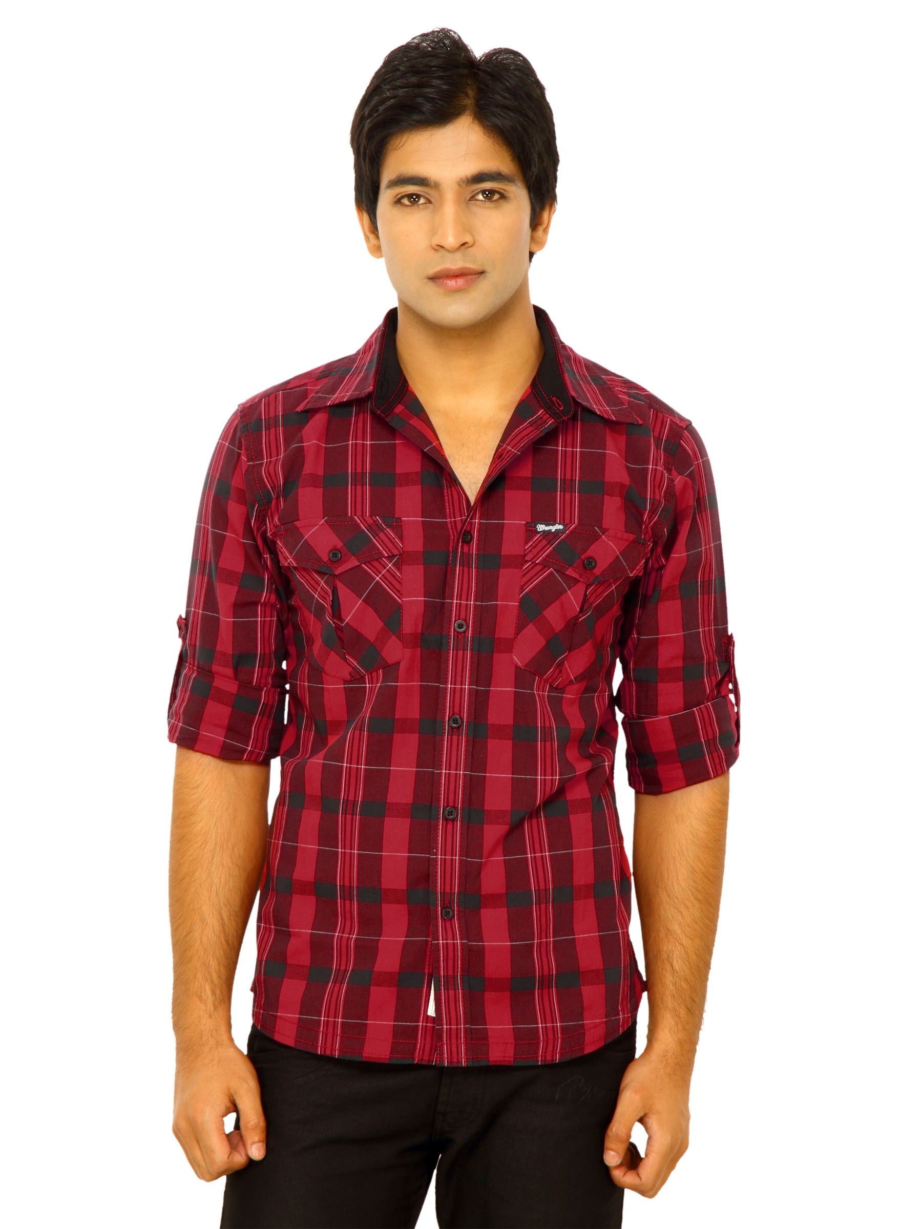 Wrangler Men Authentic Rope Embro Red Shirts