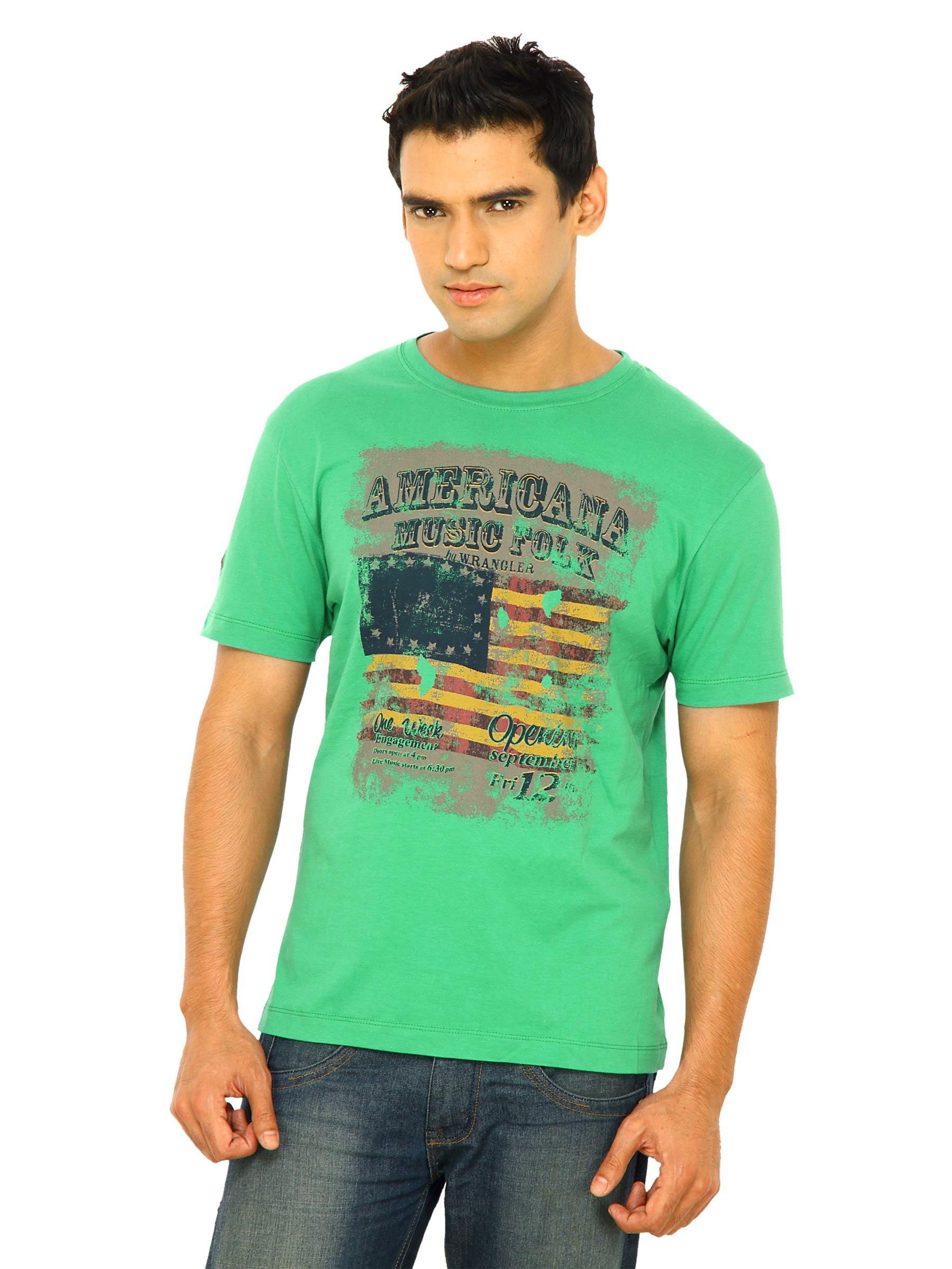 Wrangler Men American Music Folk Green T-Shirts