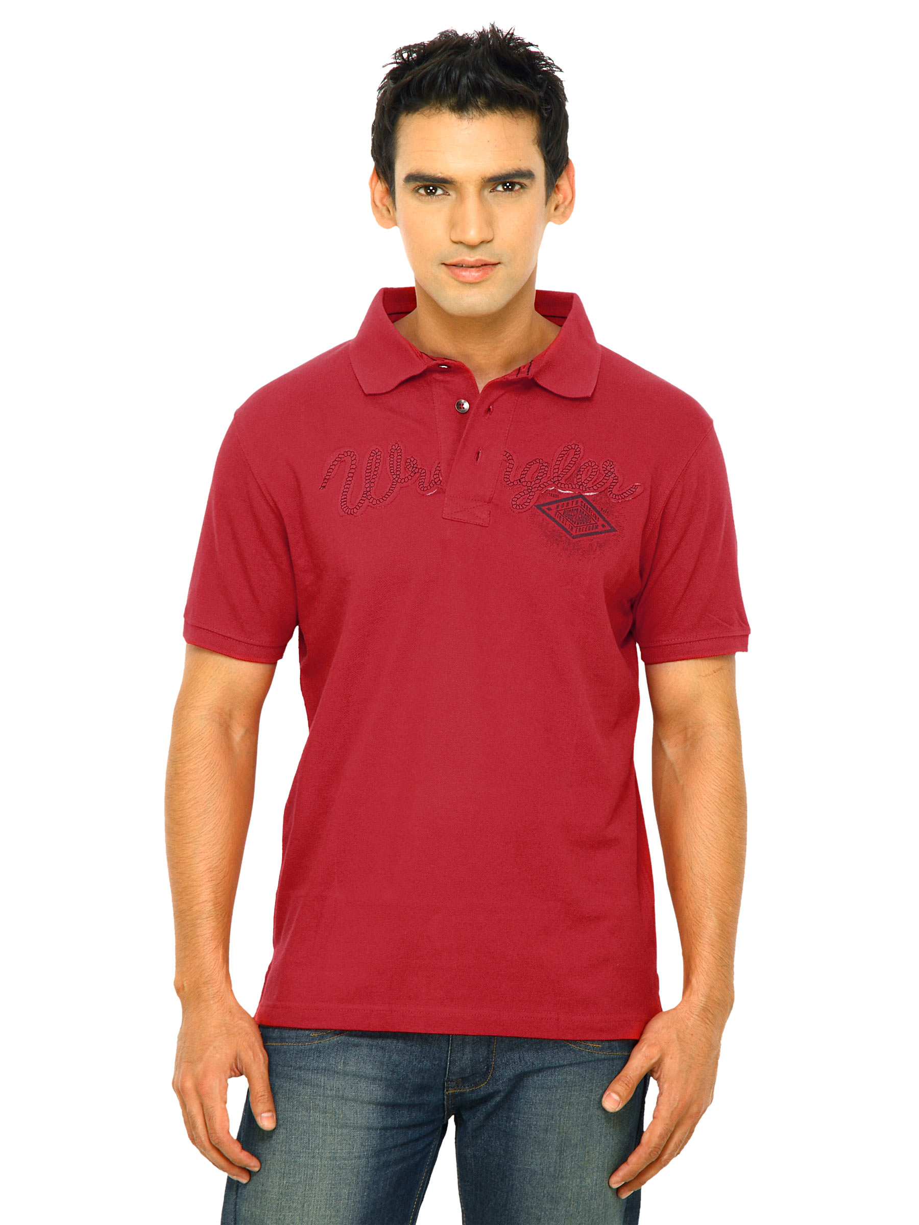 Wrangler Men Rope Embro Polo Red T-Shirt