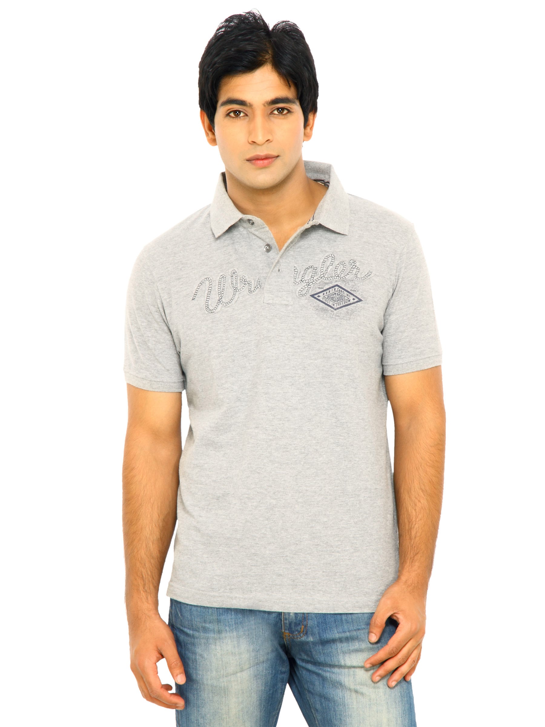 Wrangler Men Grey Polo Tshirts