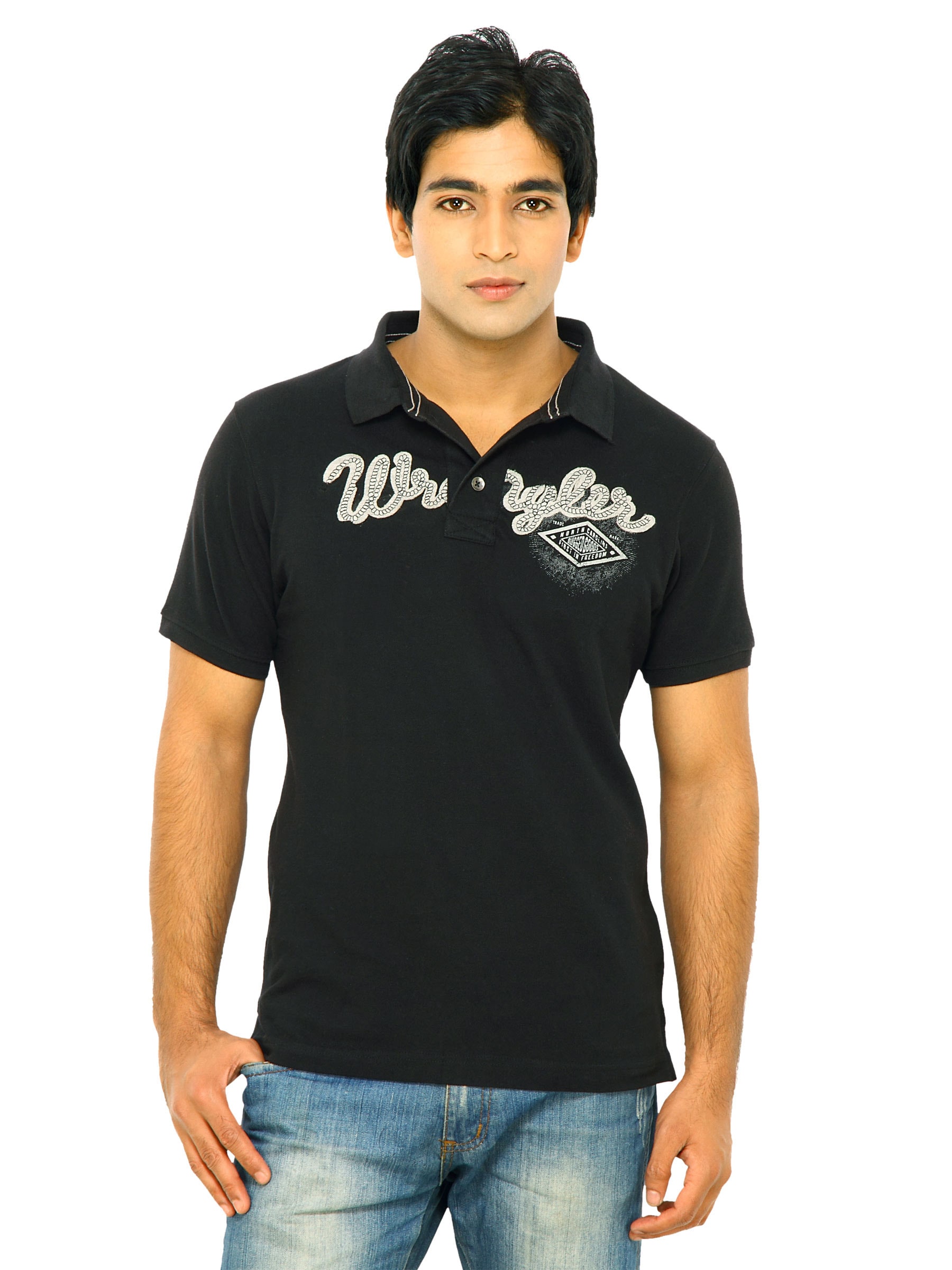 Wrangler Men Black Polo Tshirts