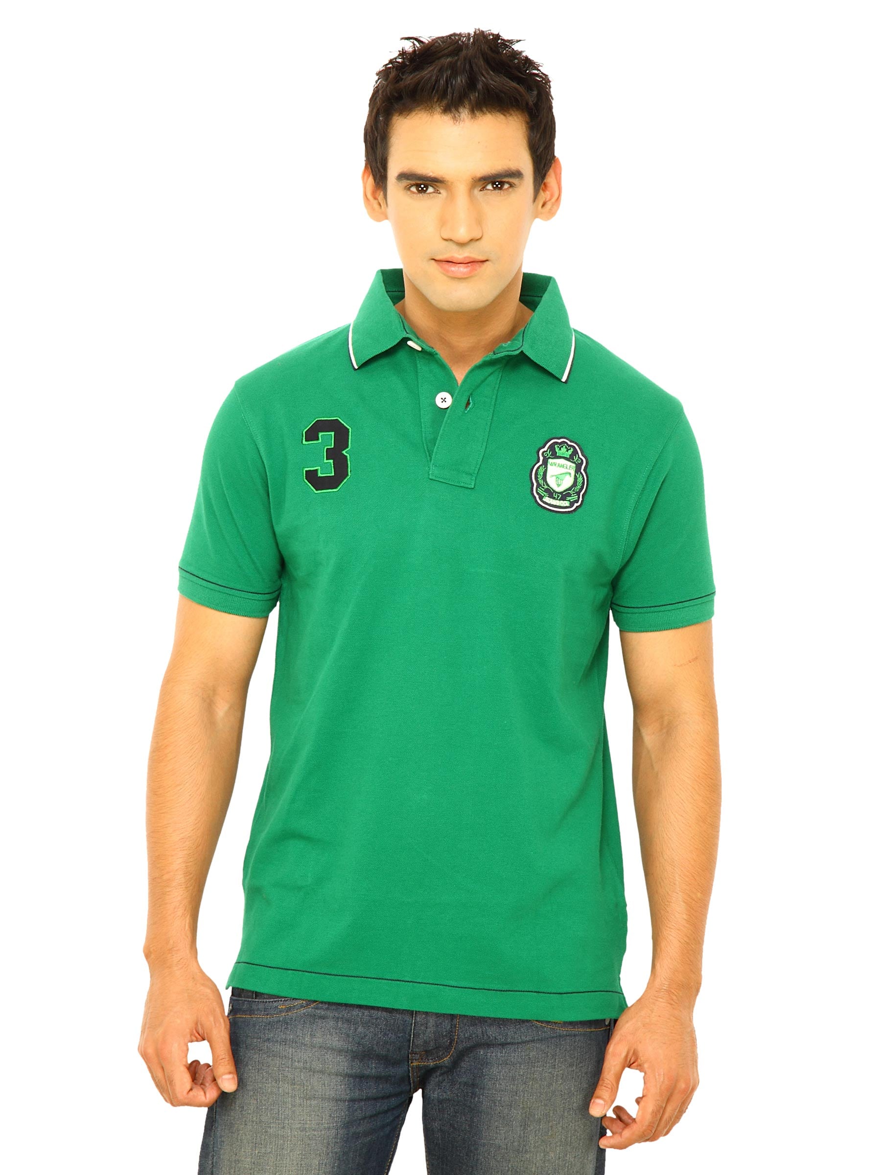 Wrangler Men Green Polo T-shirt