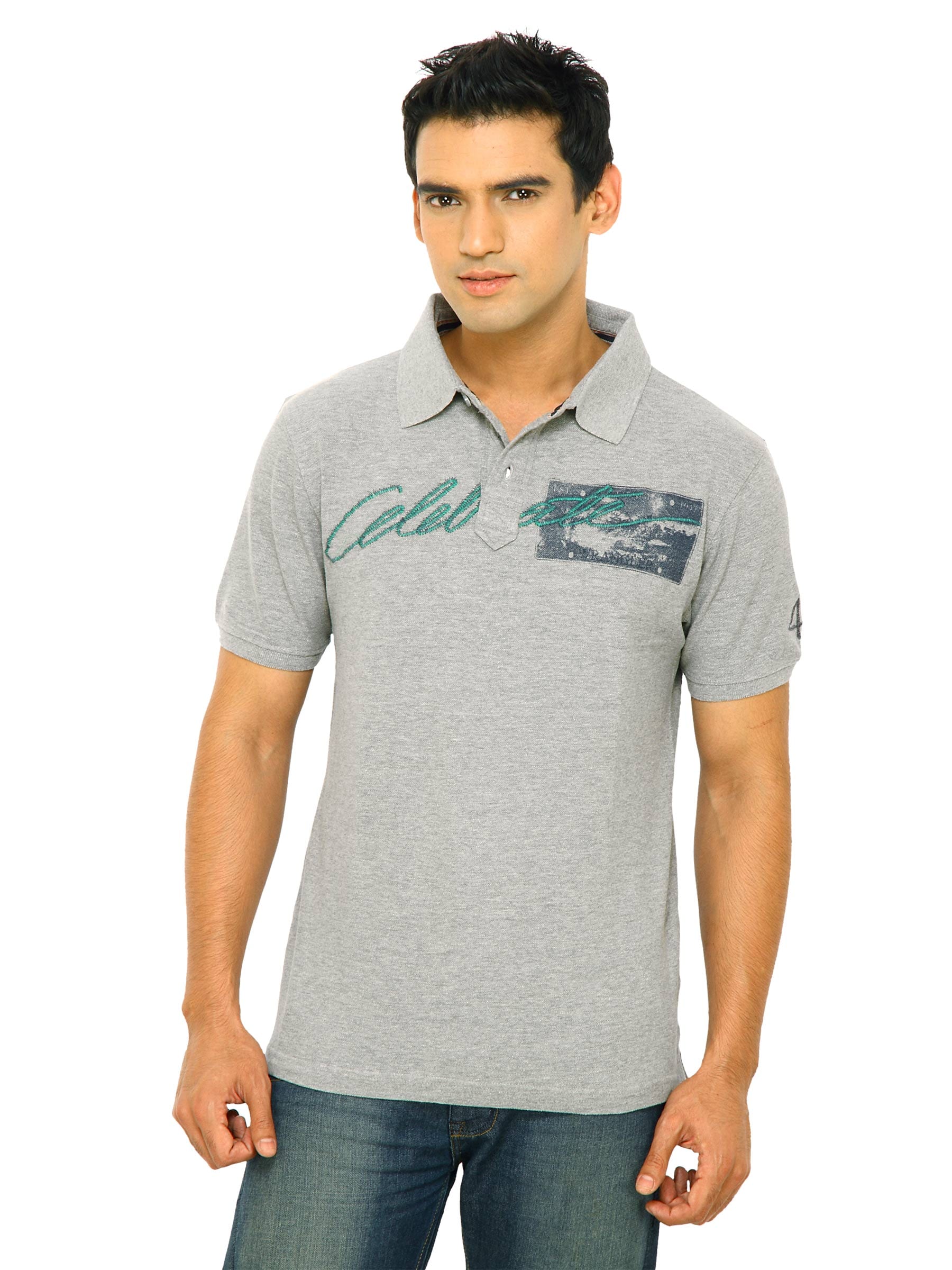 Wrangler Men Celebrate Polo Grey T-Shirt