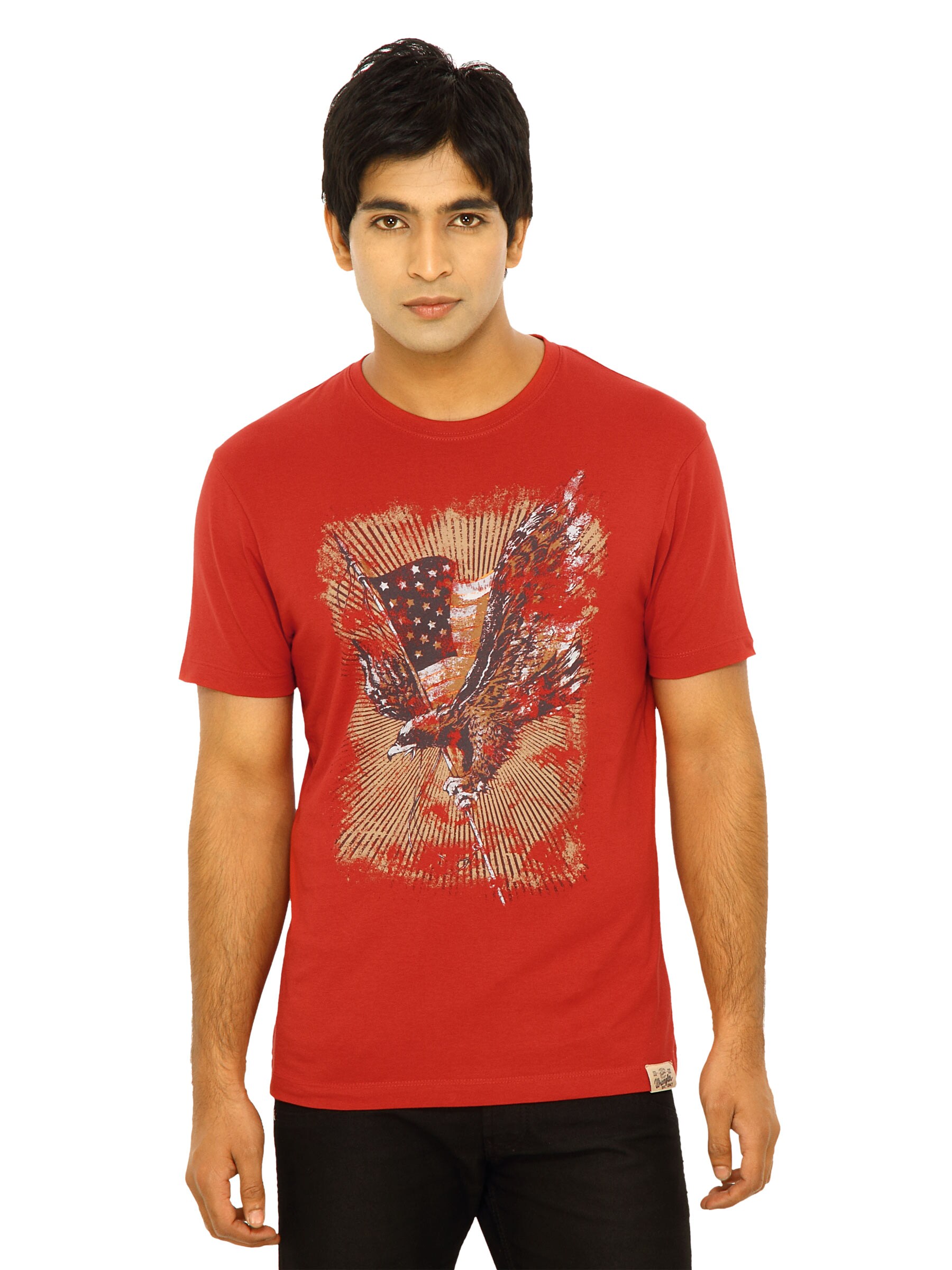 Wrangler Men Falcon Print Red T-Shirts