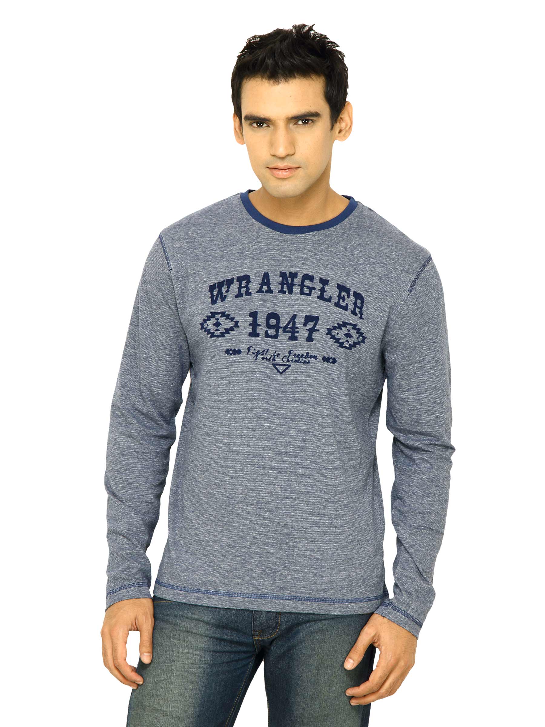 Wrangler Men Famous Filafil Blue T-Shirts