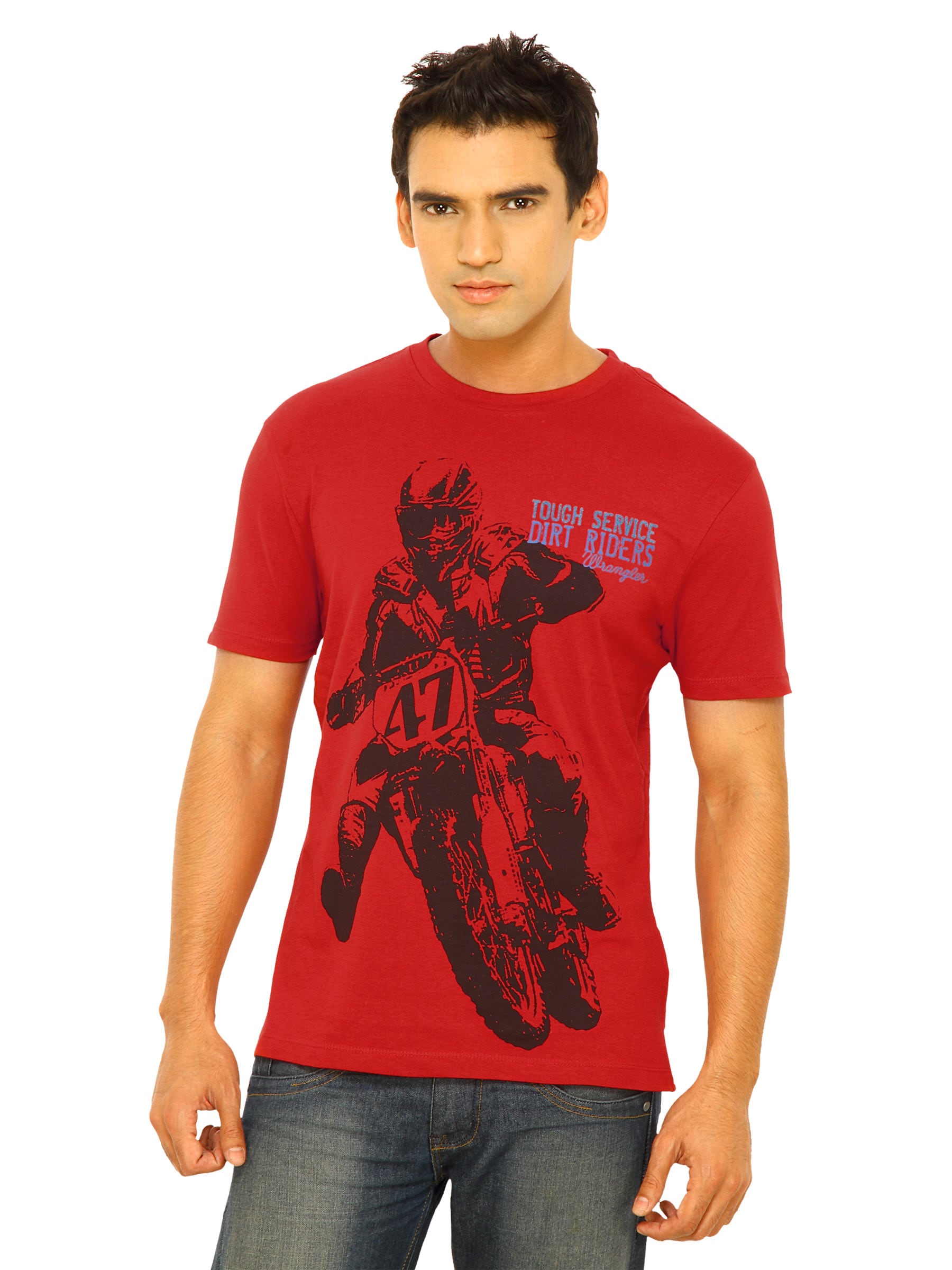 Wrangler Men Motor Rider Red T-Shirts