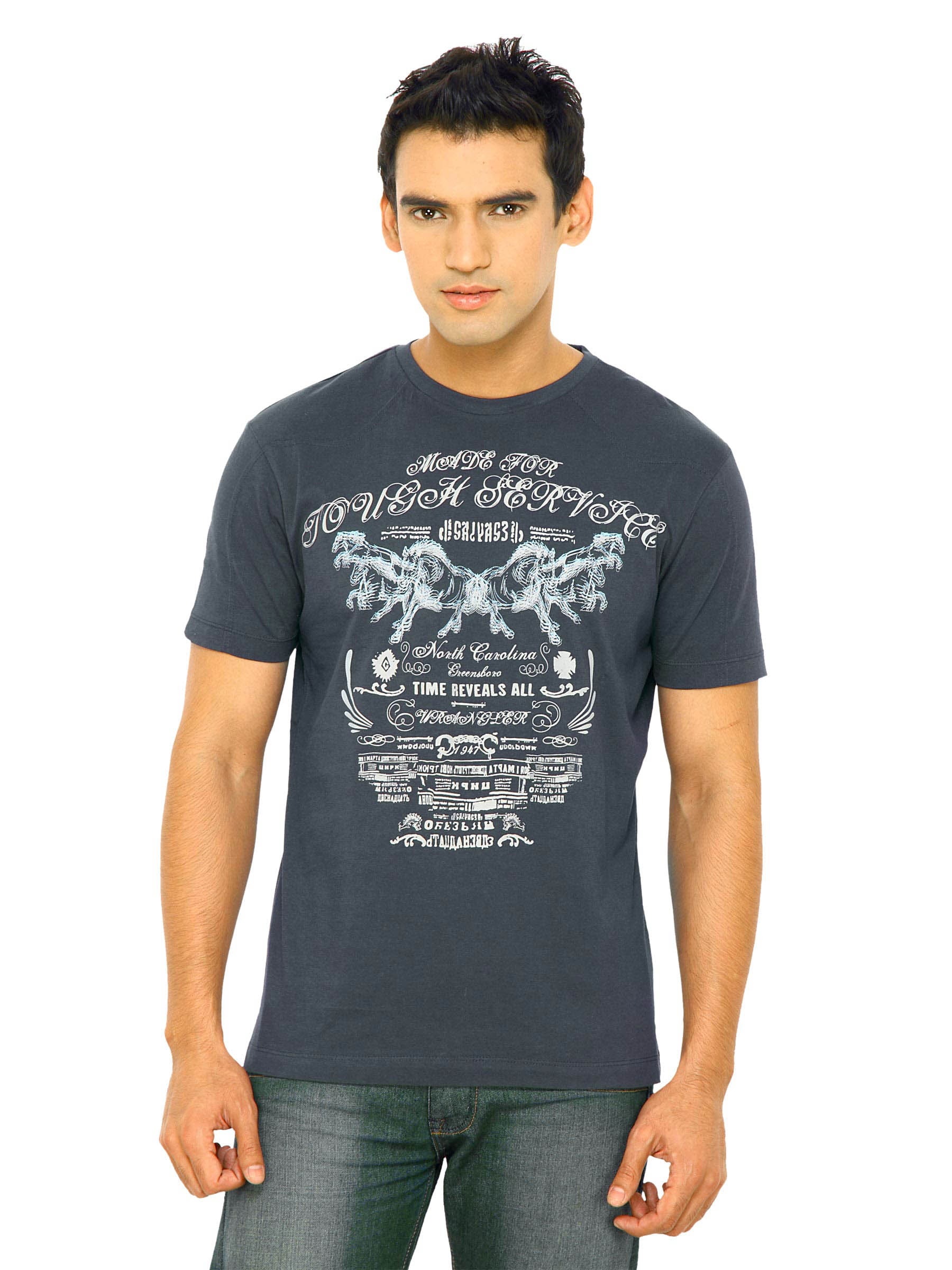 Wrangler Men Navy Blue Tough Service Navy T-shirt