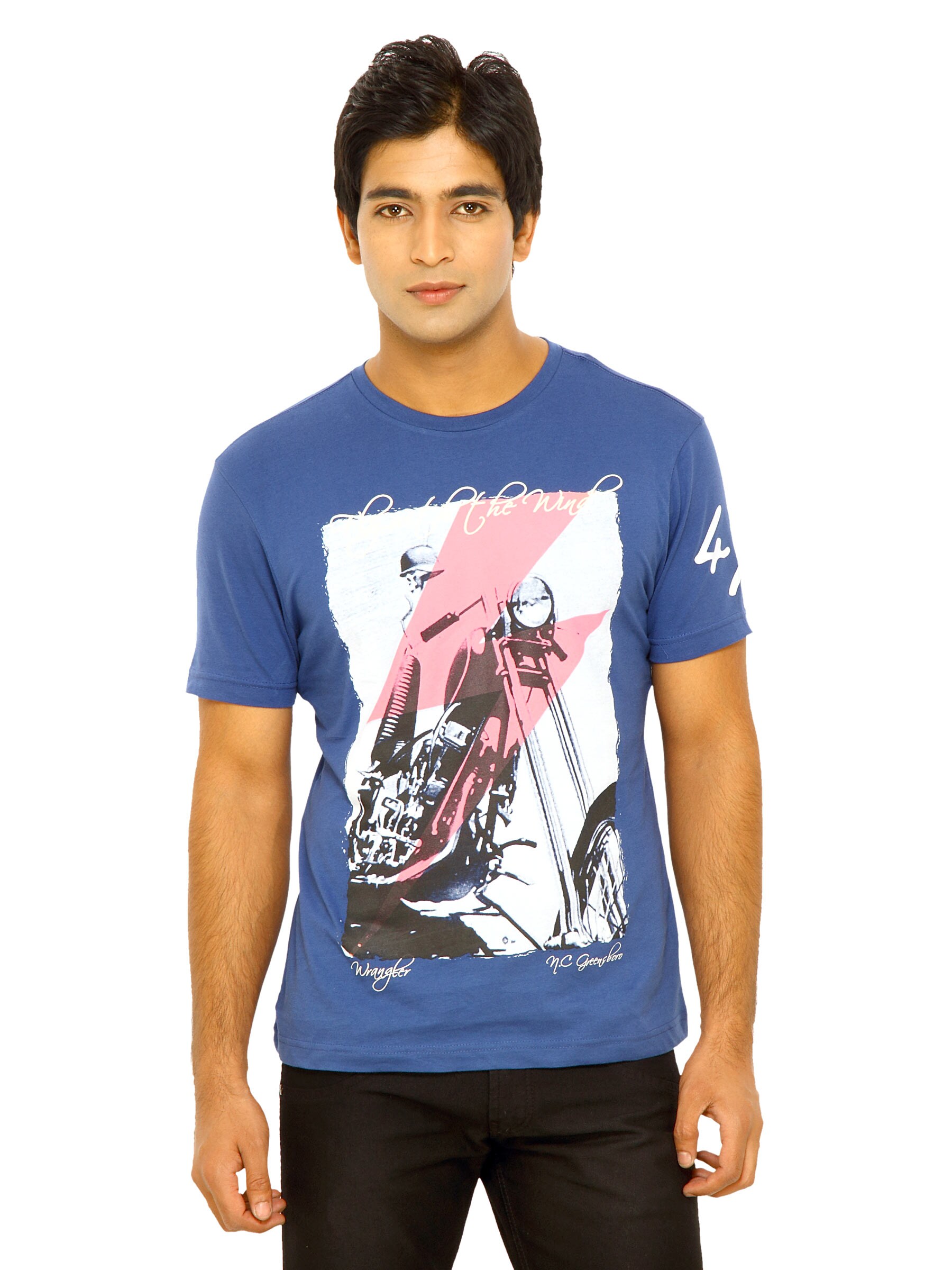 Wrangler Men Fly The Wind Blue T-Shirts