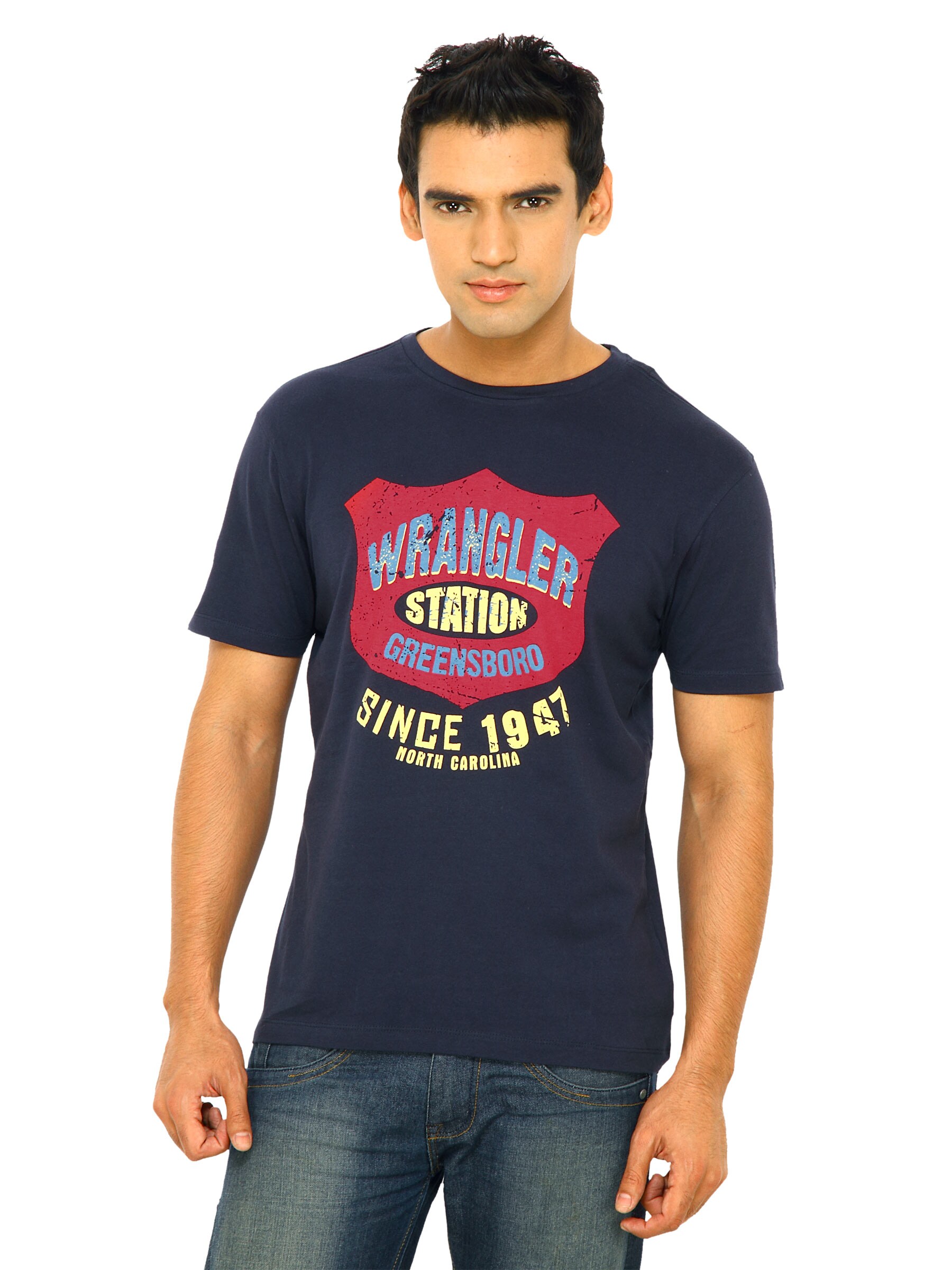 Wrangler Men Wrangler Station Navy Blue T-Shirts