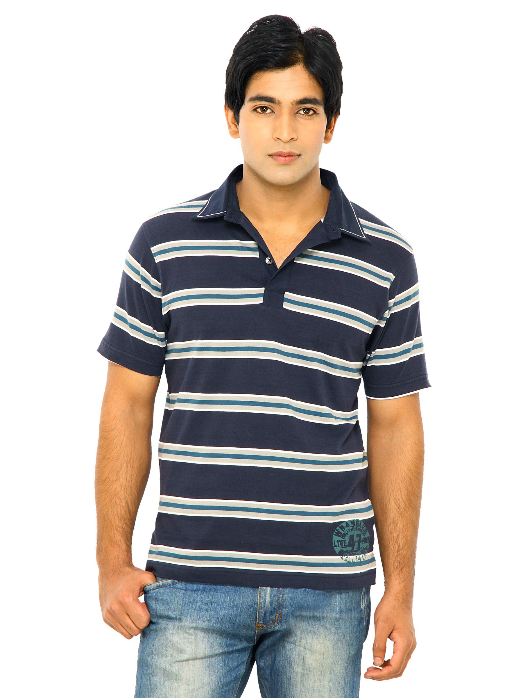 Wrangler Men Navy Blue Polo Tshirts