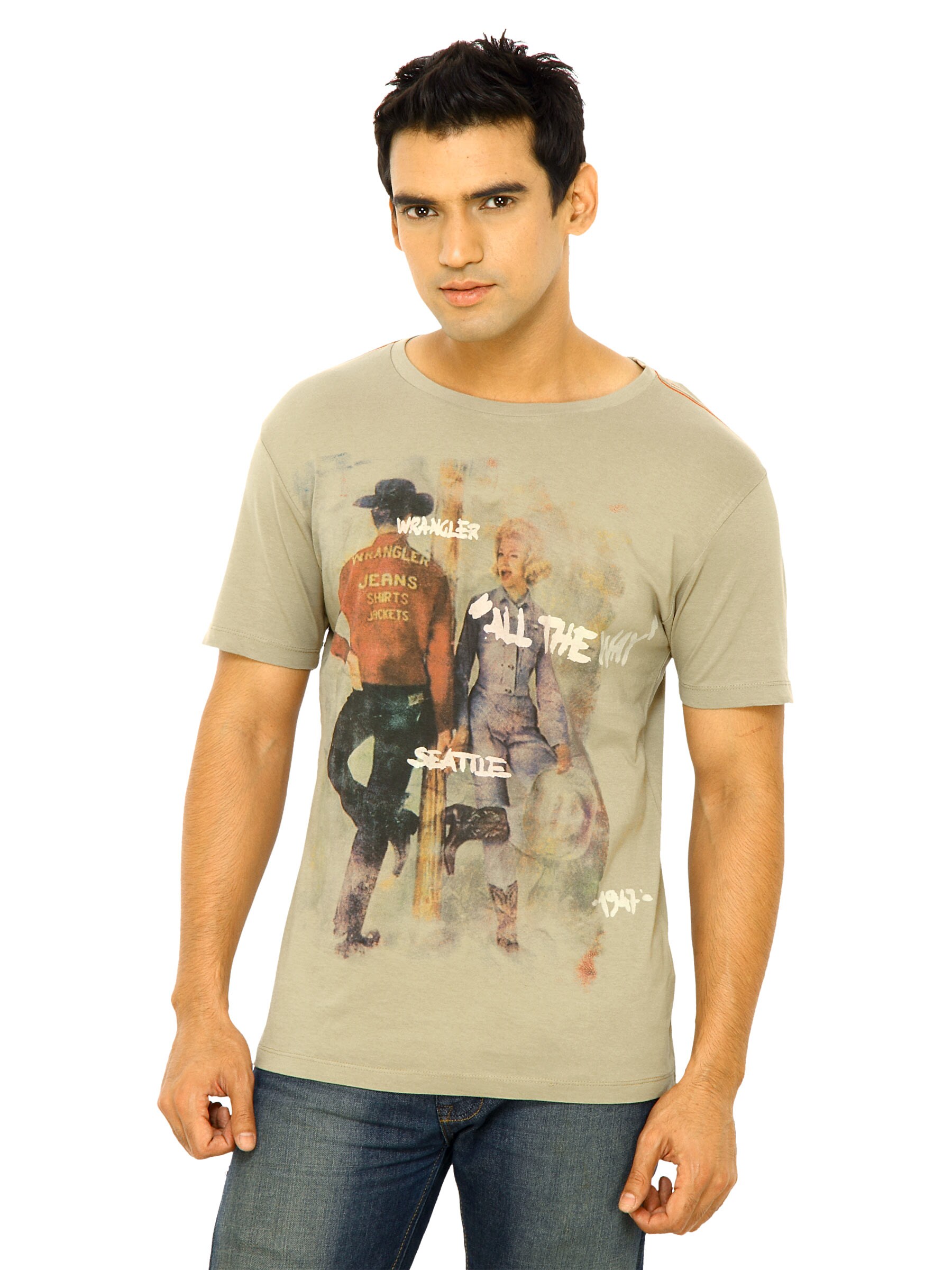 Wrangler Men American Photo Print Beige T-shirt