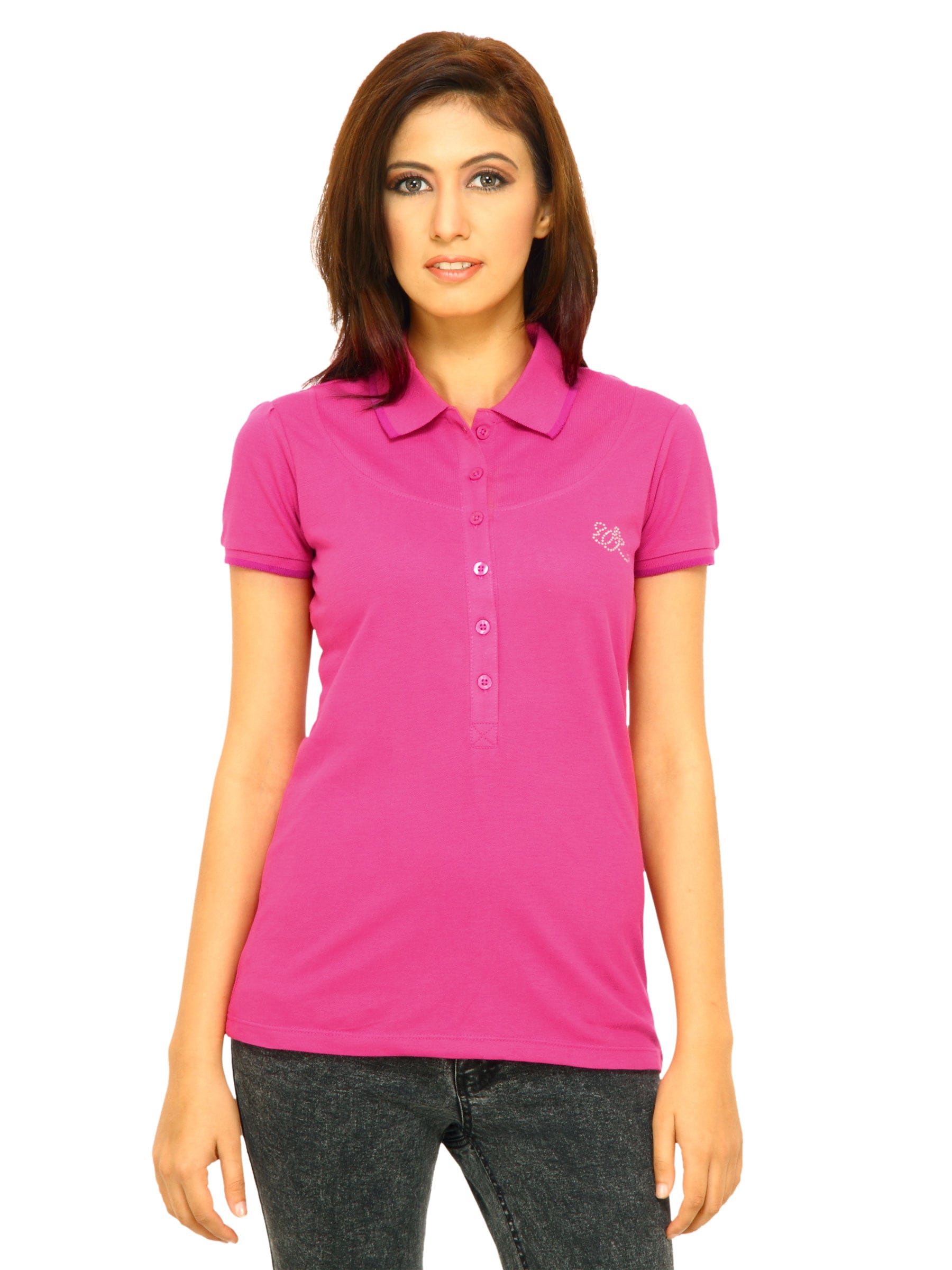 Wrangler Women Studd Polo Pink T-shirt