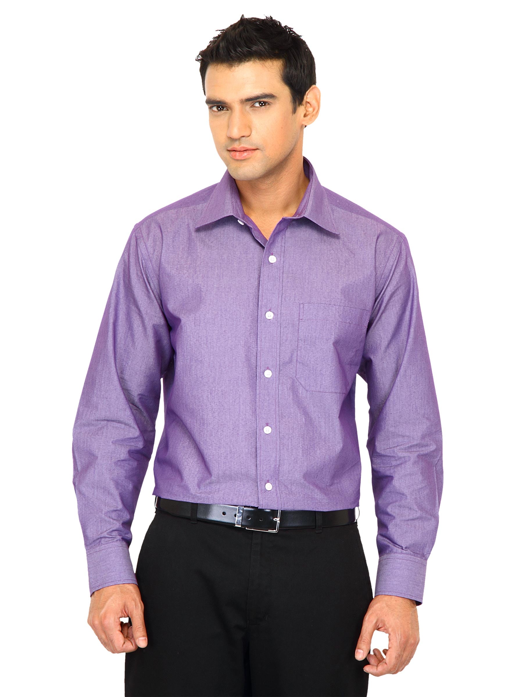 John Miller Men Solid Purple Shirts