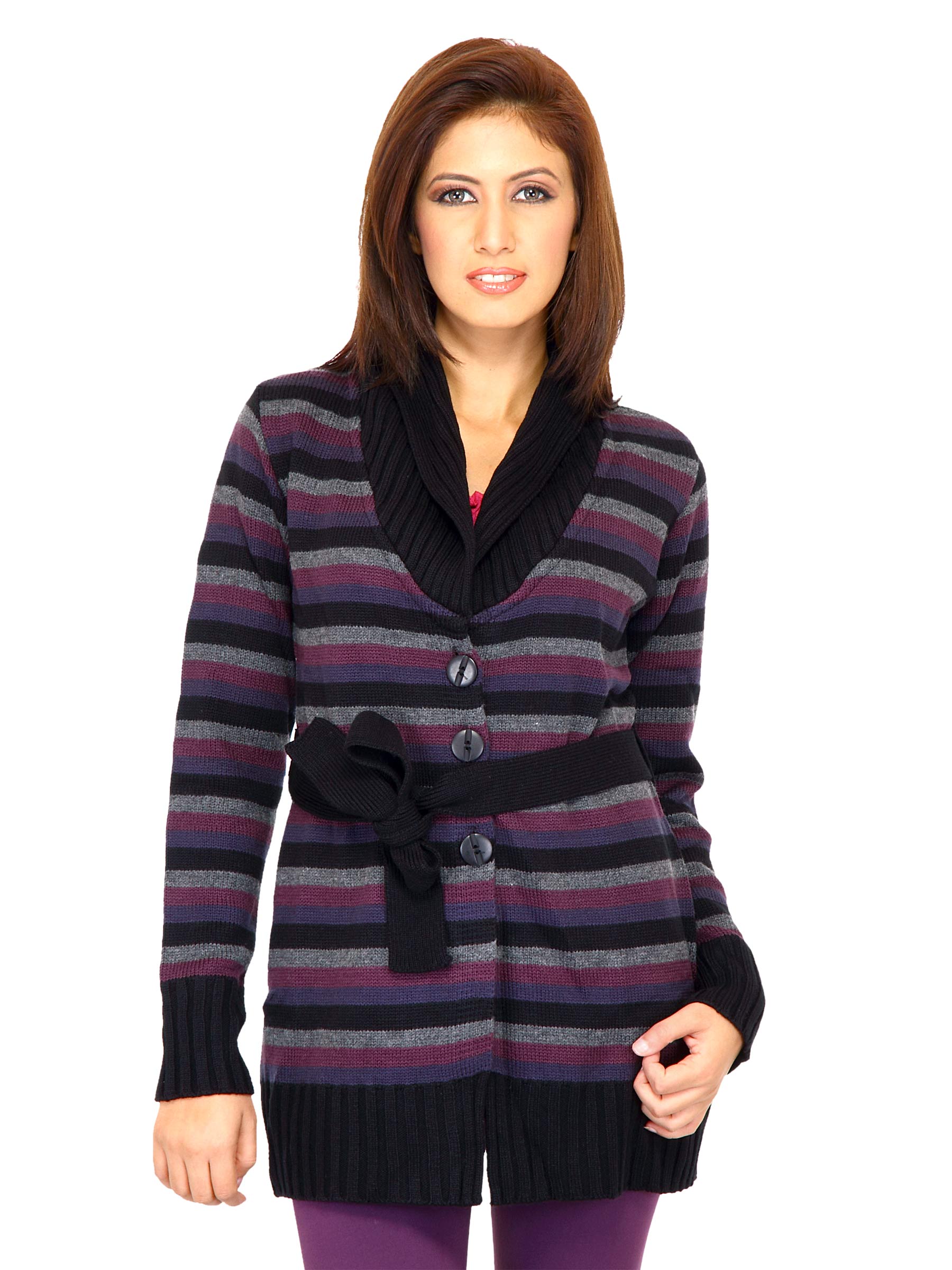 Scullers Women Stripes Purple Sweaters