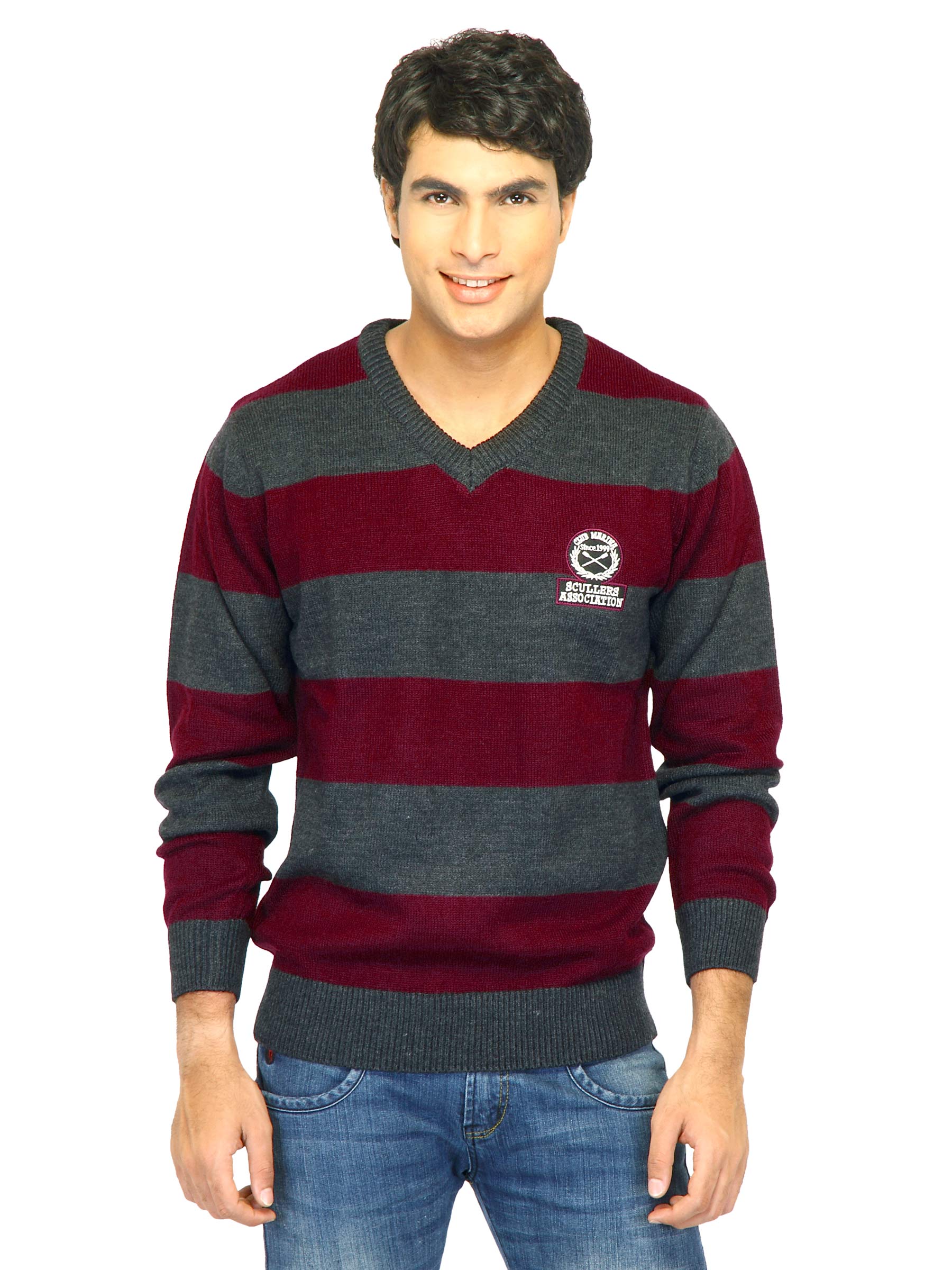 Scullers Men Stripes Red Sweaters