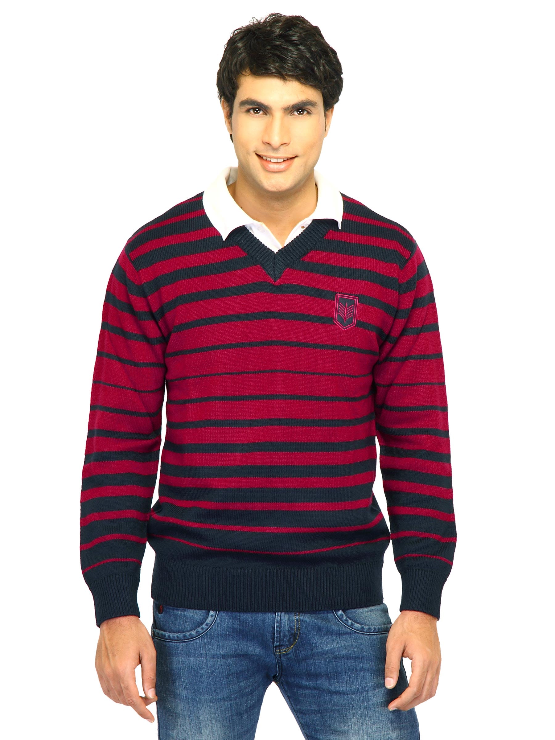 Scullers Men Stripes Red Sweaters