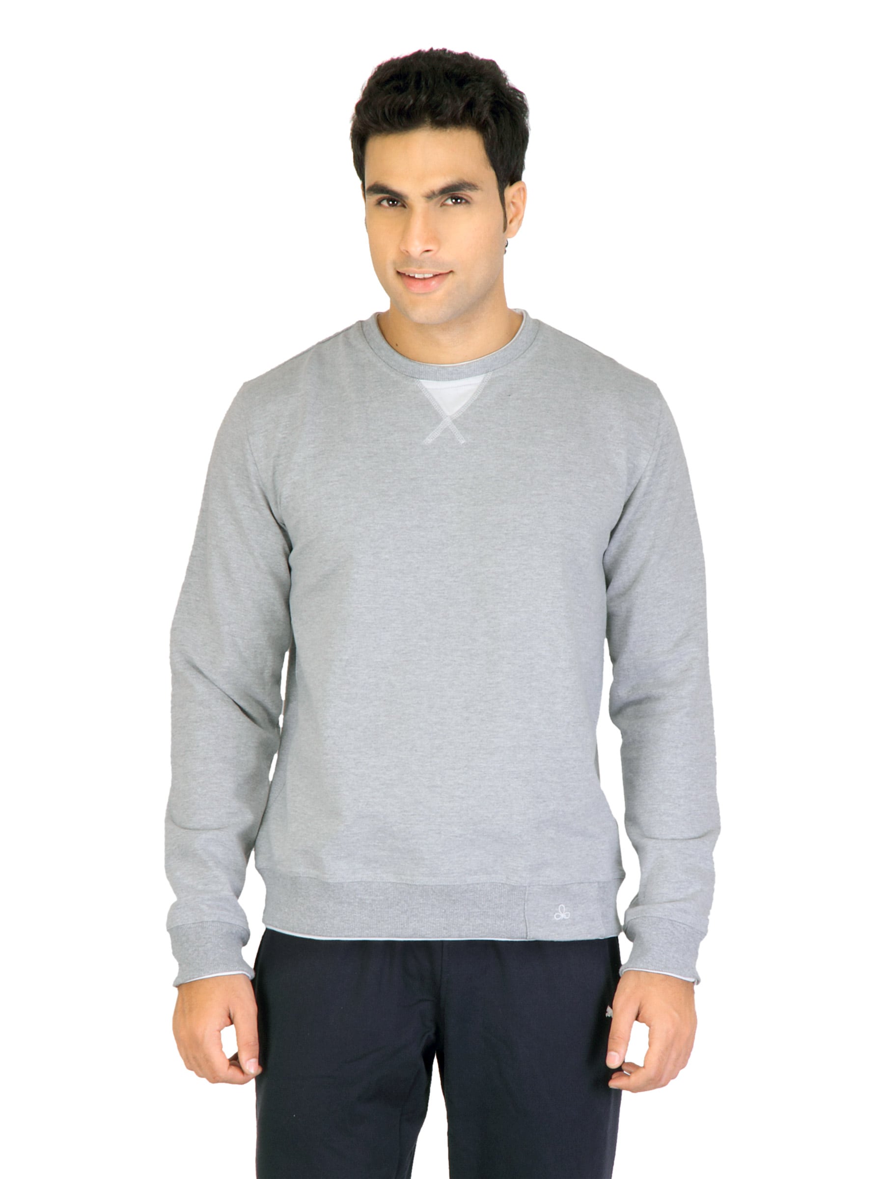 Urban Yoga Unisex Solid Grey Sweatshirts