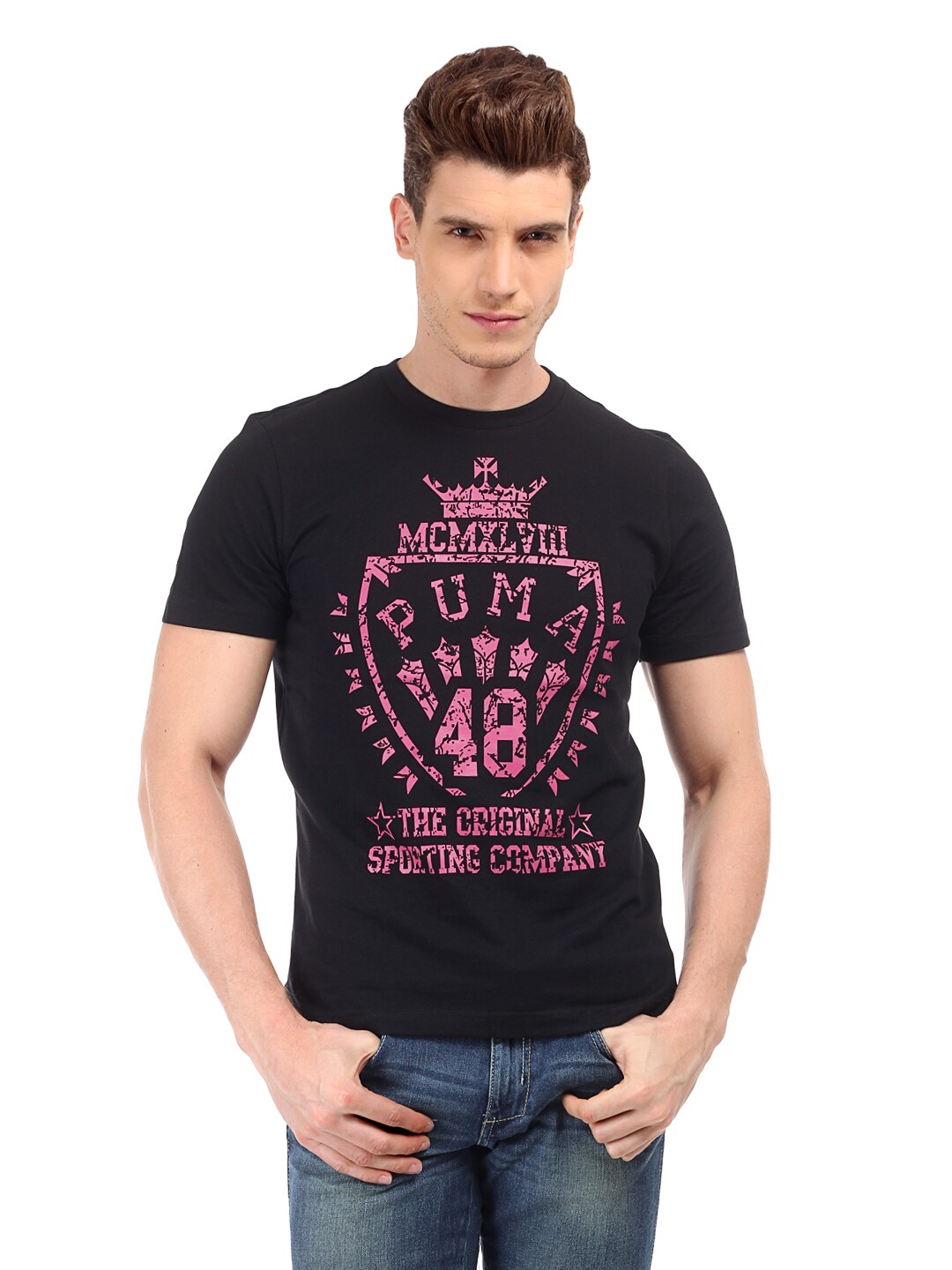 Puma Men Black Printed Shield T-shirt