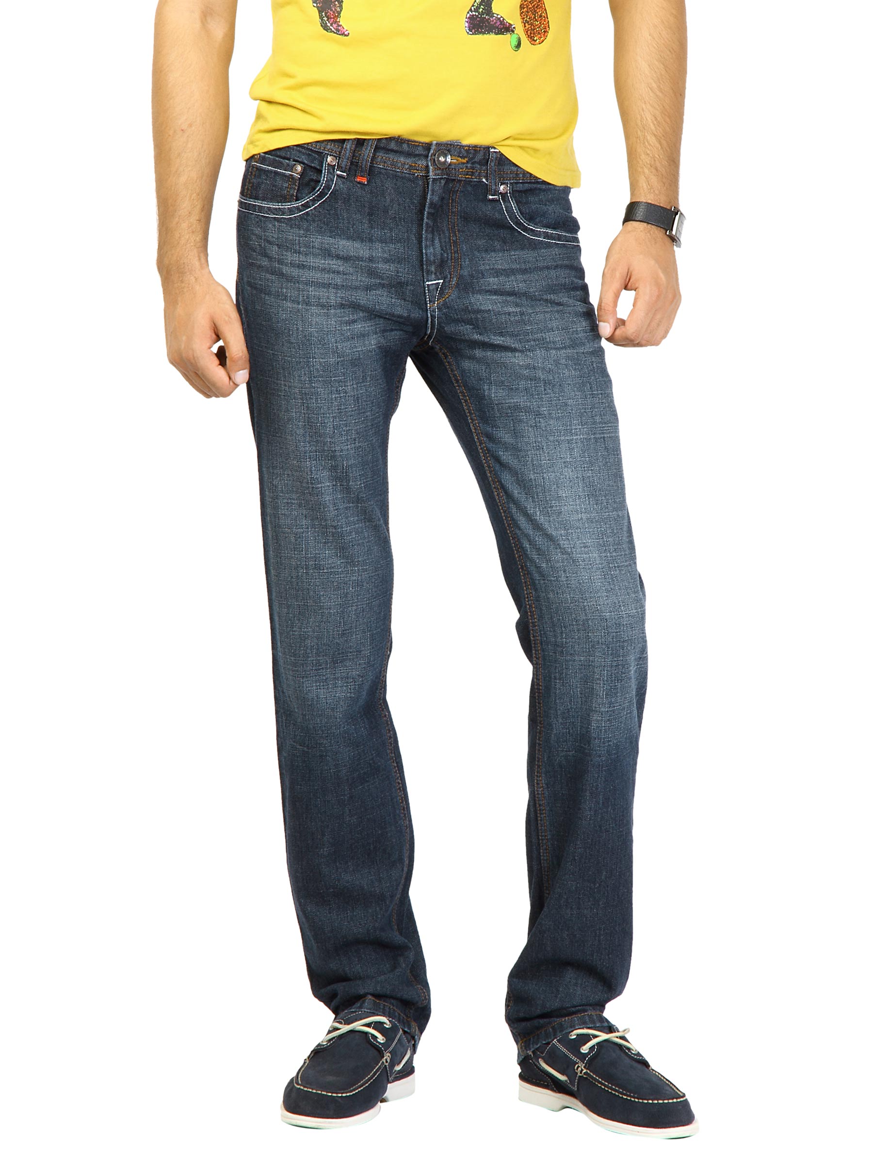United Colors of Benetton Men Washed Navy Blue Jeans