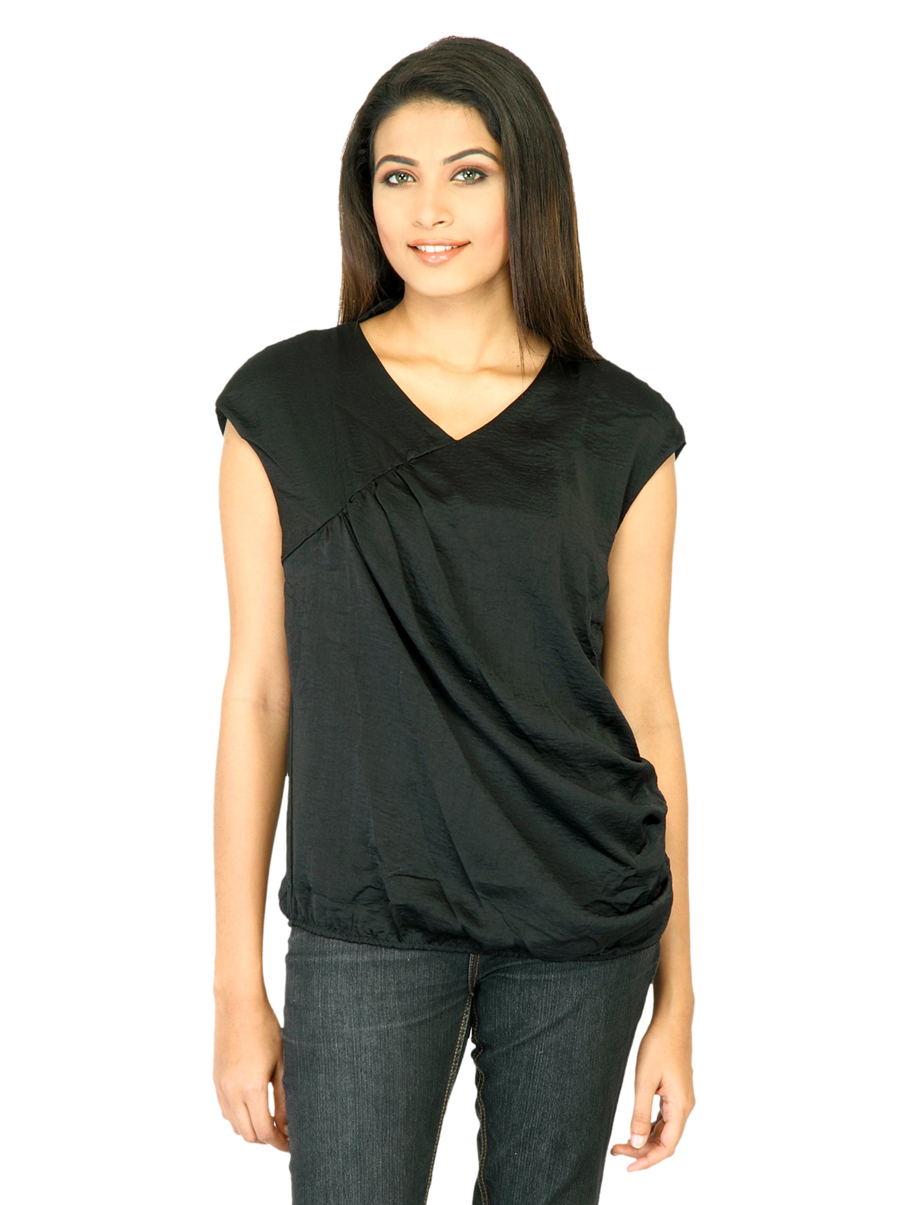 United Colors of Benetton Women Solid Black Tops